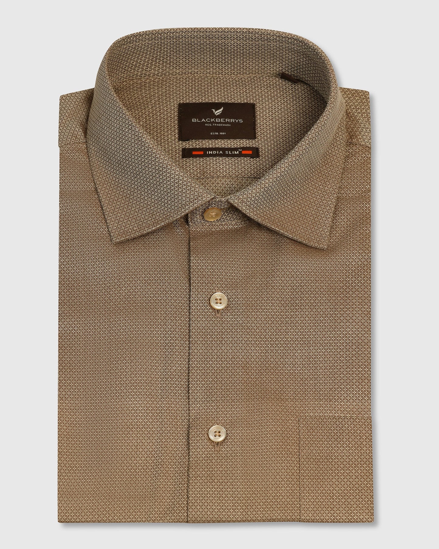 Formal Ochre Textured Shirt - Punch