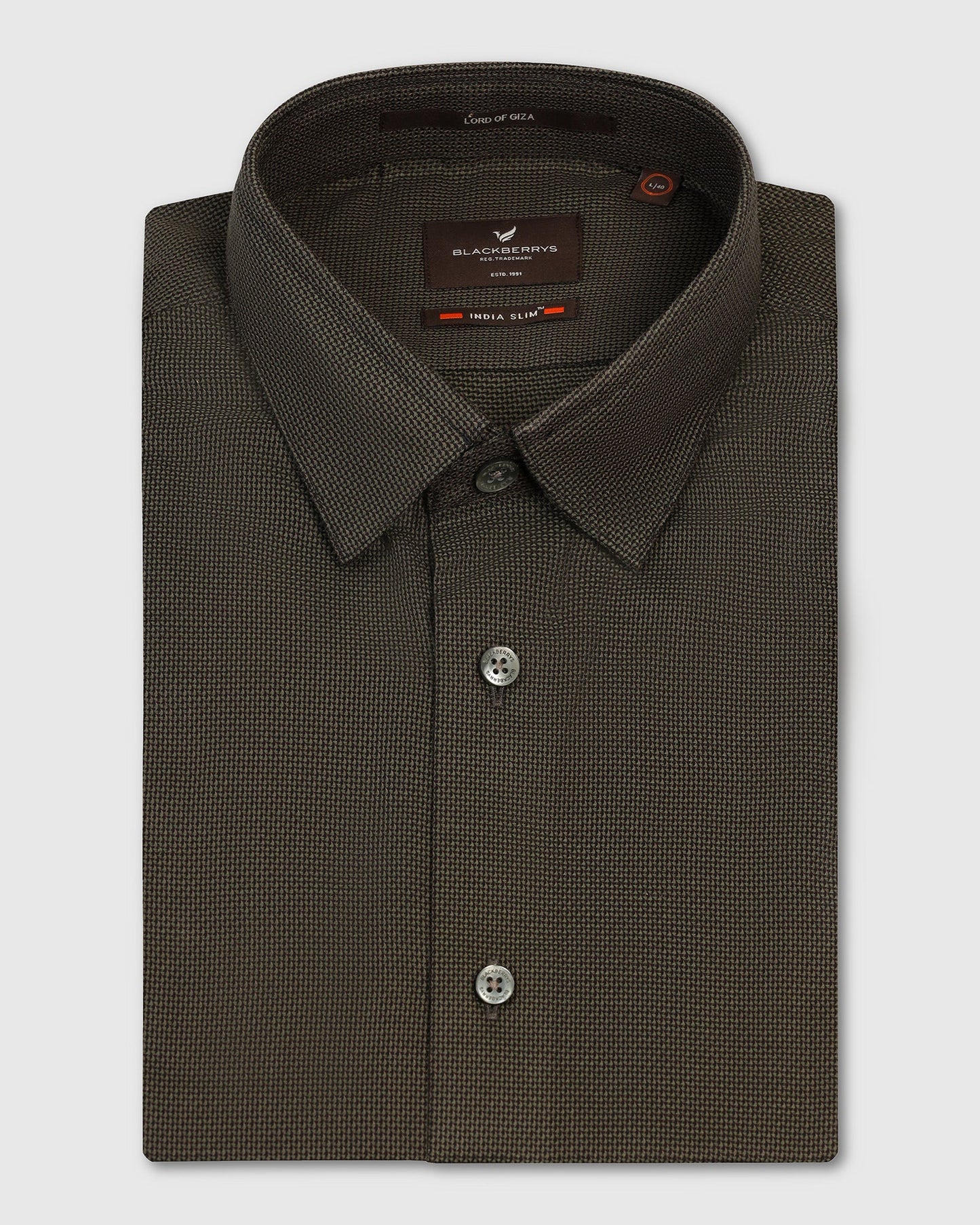 Formal Olive Textured Shirt - Amaze