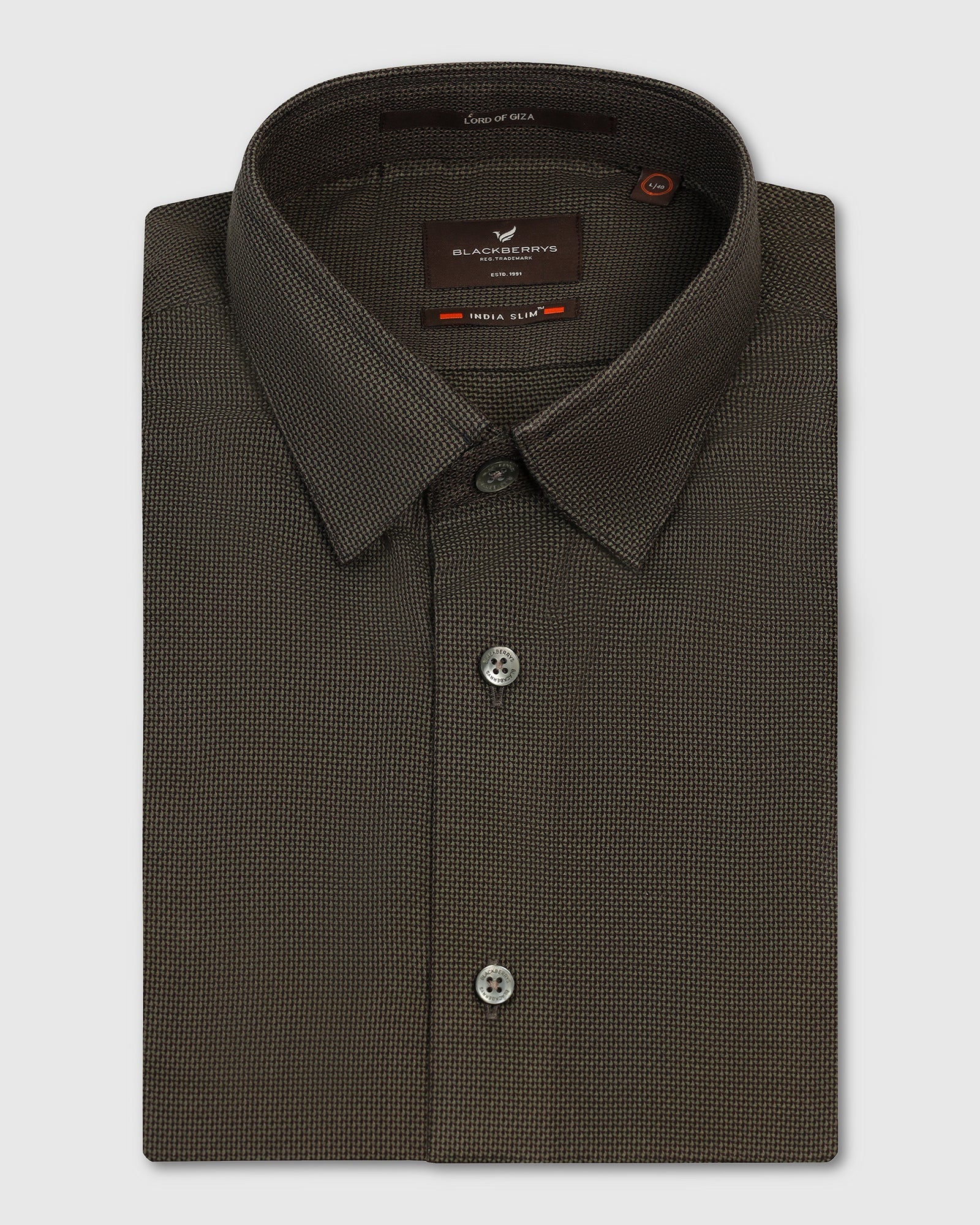 Formal Olive Textured Shirt - Amaze