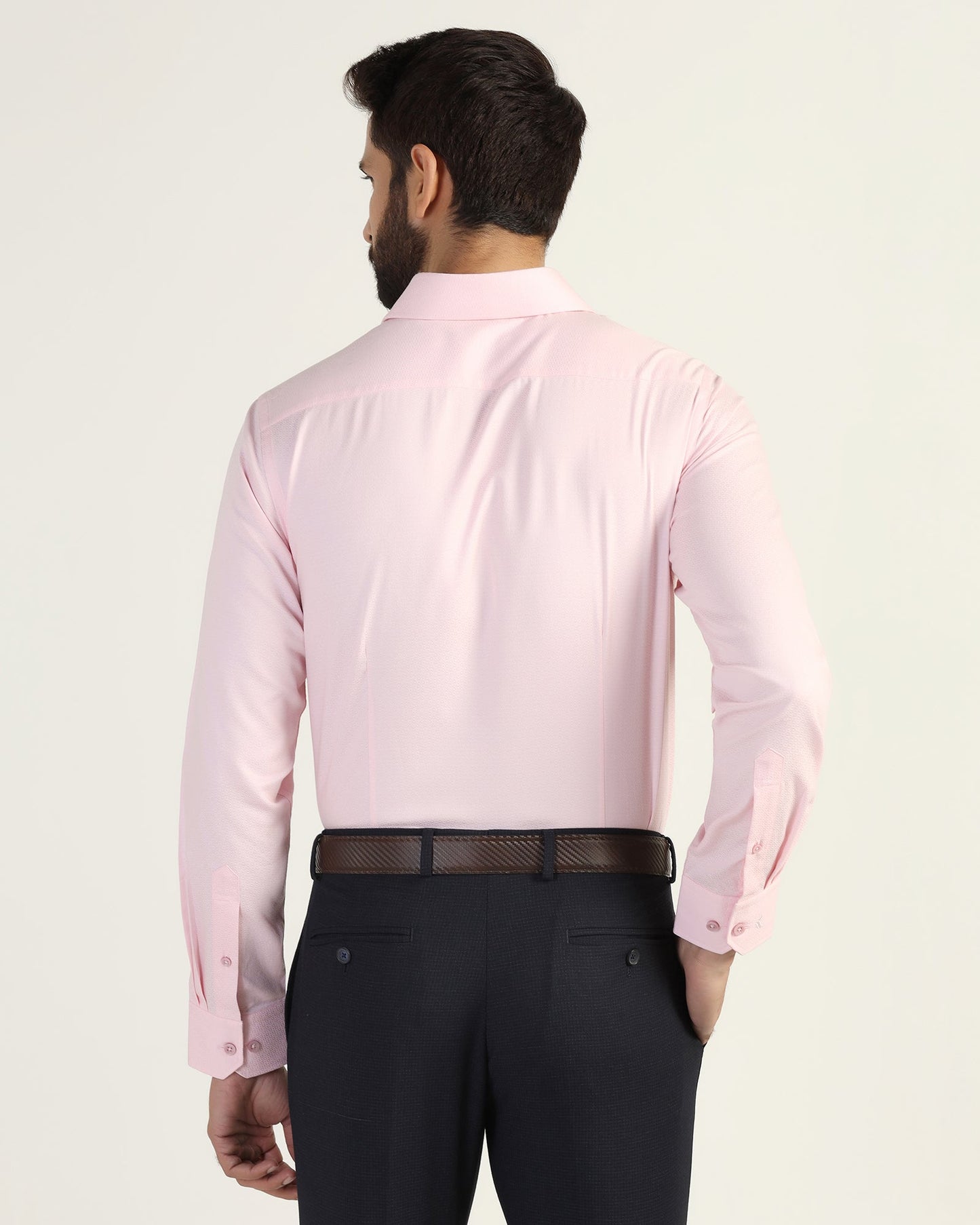 Formal Pink Textured Shirt - Brick