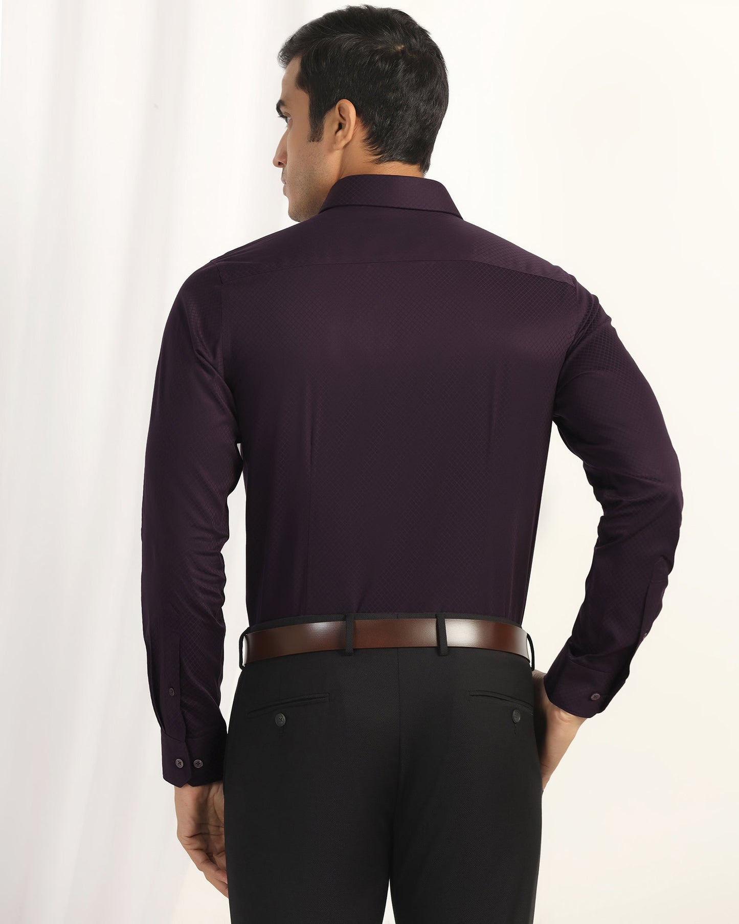 Formal Purple Textured Shirt - Shark