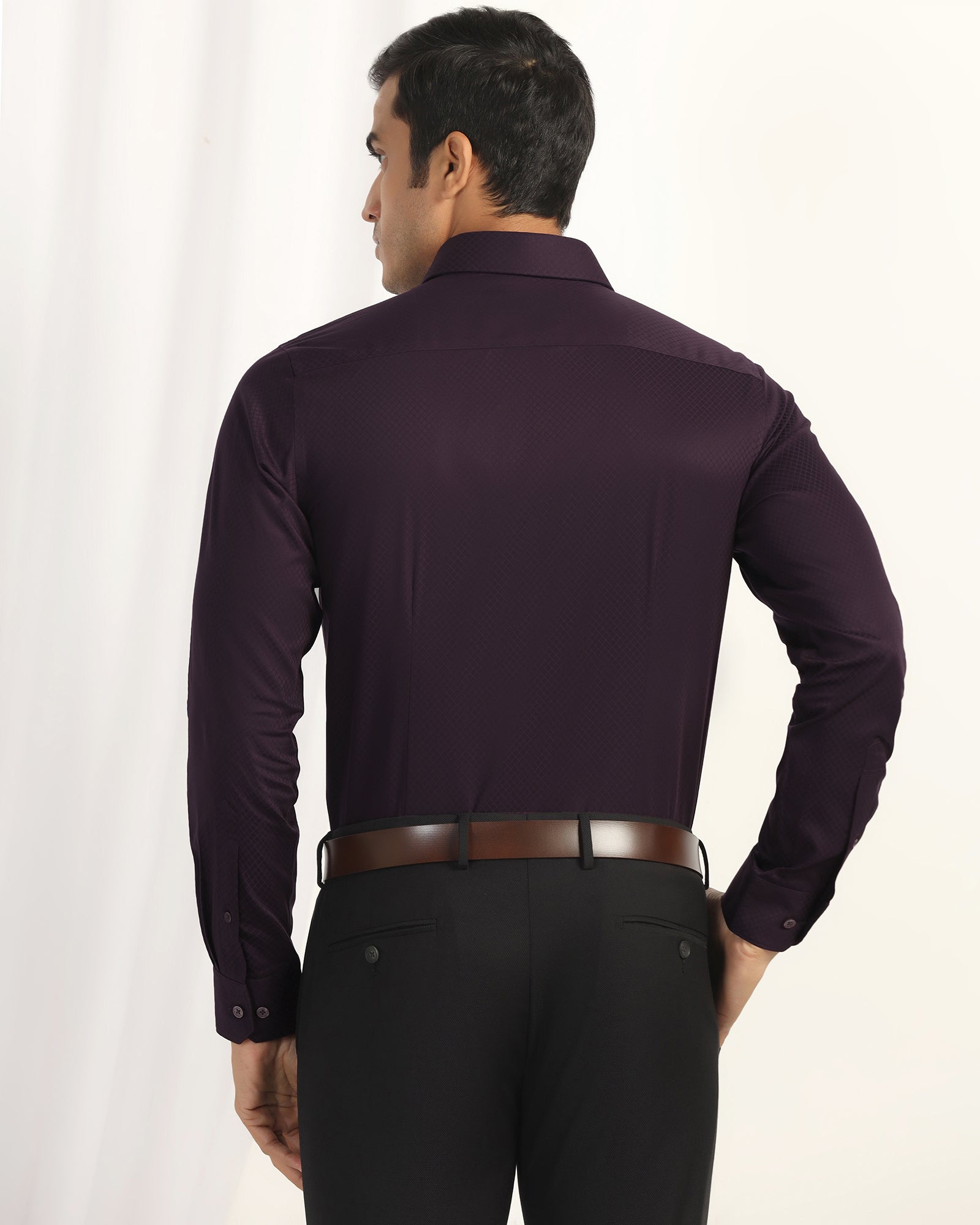 Formal Purple Textured Shirt - Shark
