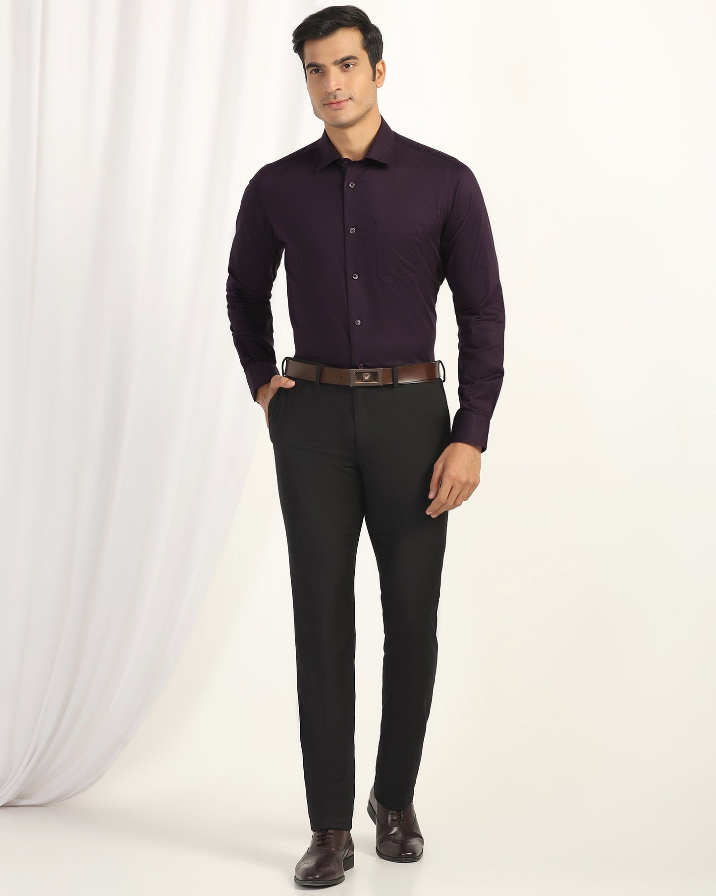 Formal Purple Textured Shirt - Shark
