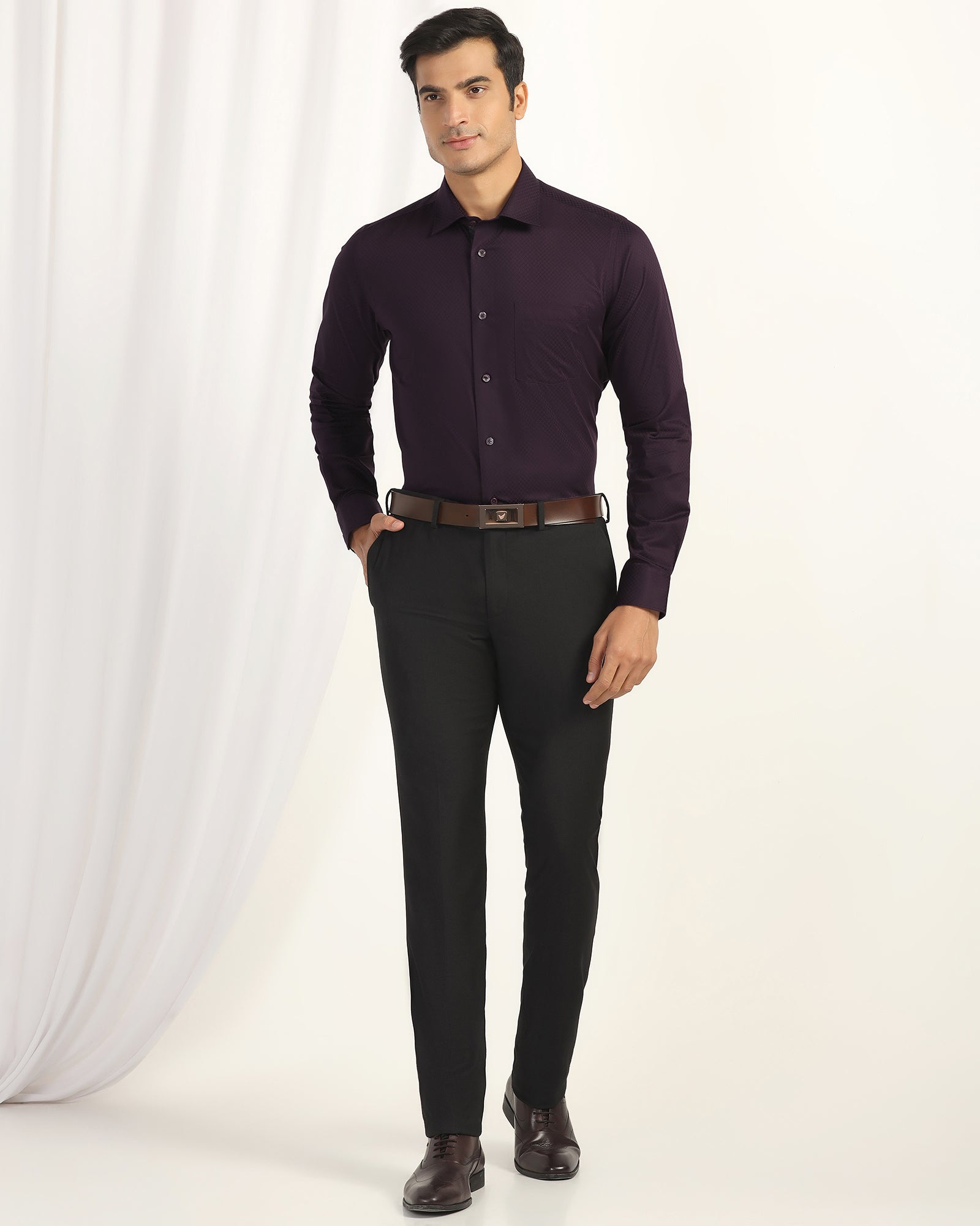 Formal Purple Textured Shirt - Shark