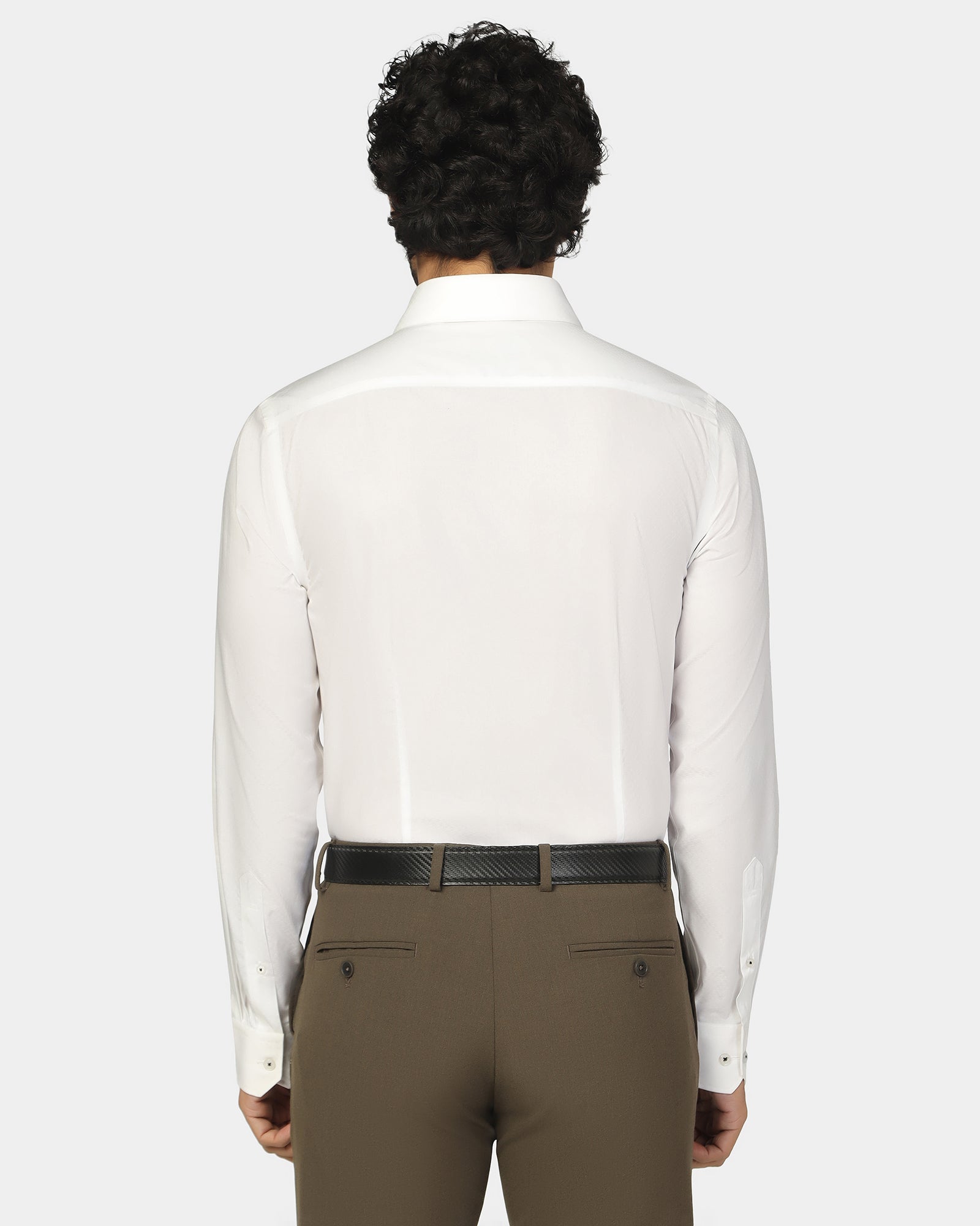 Formal Super White Textured Shirt - Clock