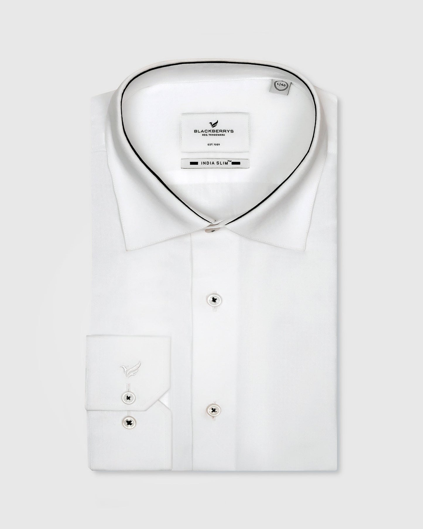 Formal Super White Textured Shirt - Clock
