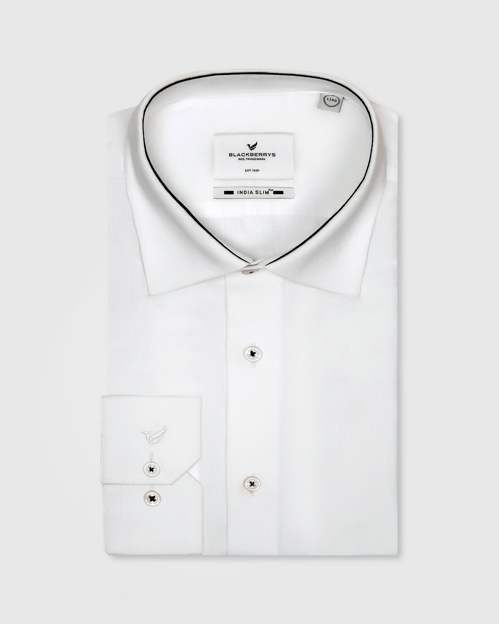 Formal Super White Textured Shirt - Clock
