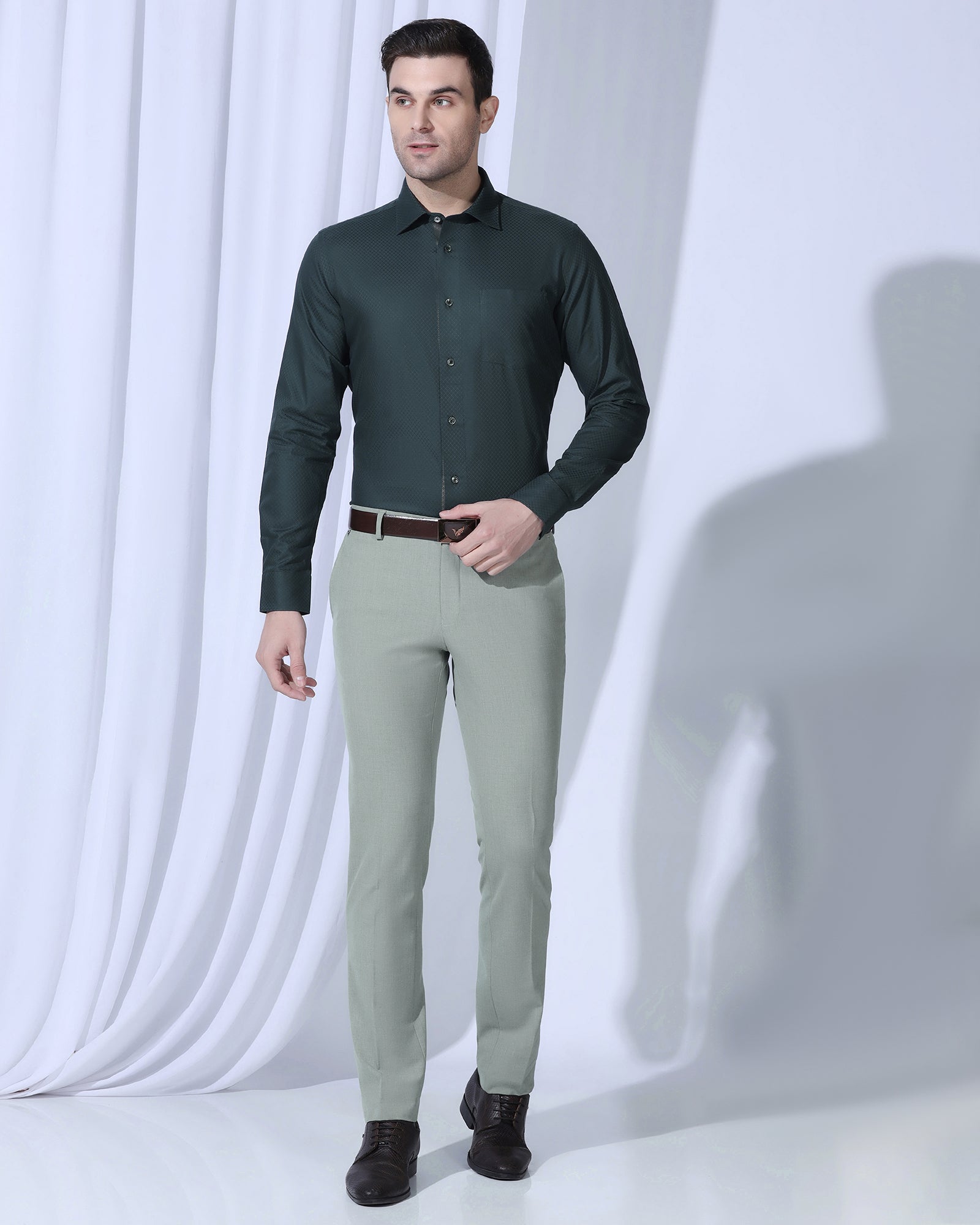 Formal Teal Textured Shirt - Shark