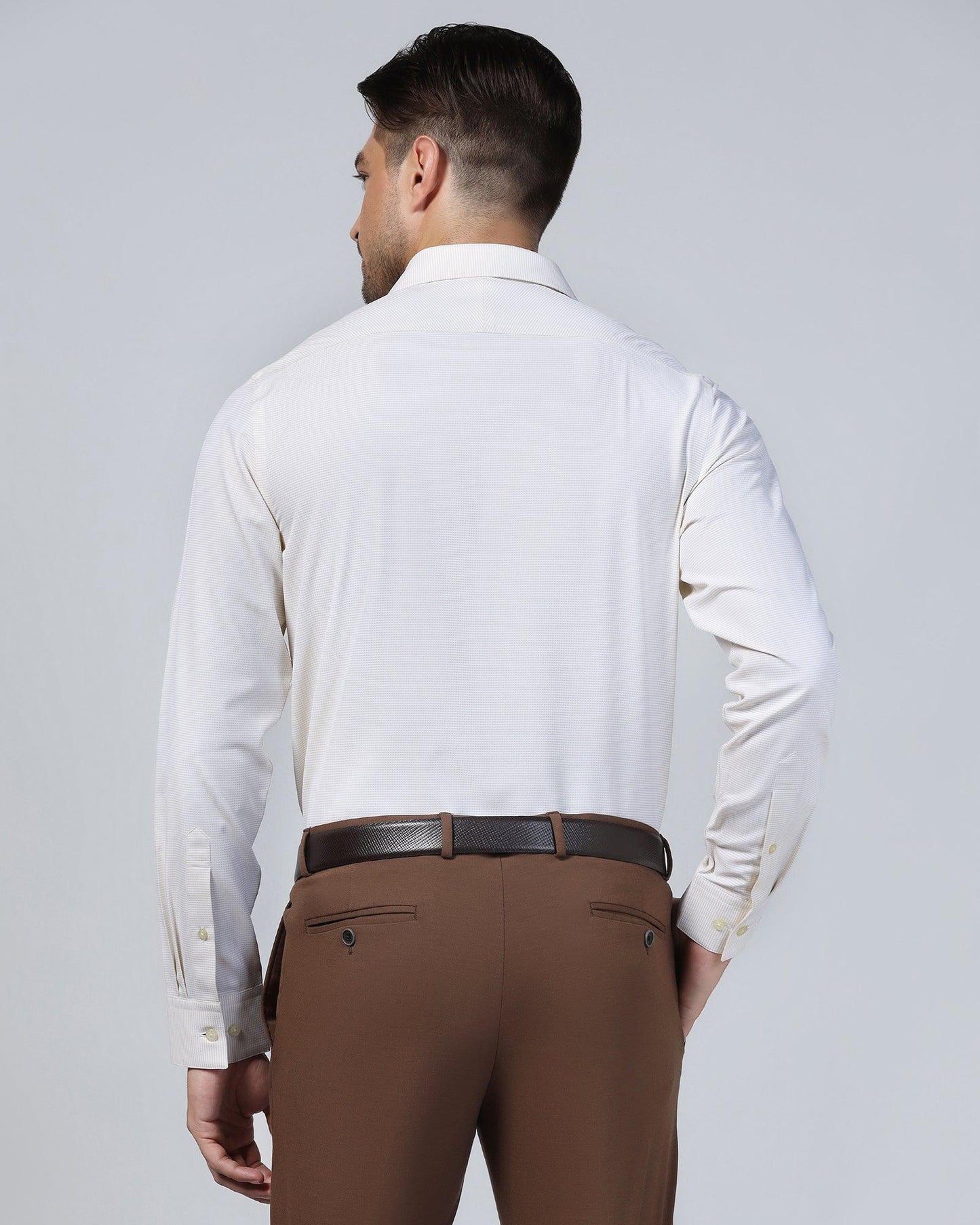 Non Iron Formal Beige Textured Shirt - Matrix