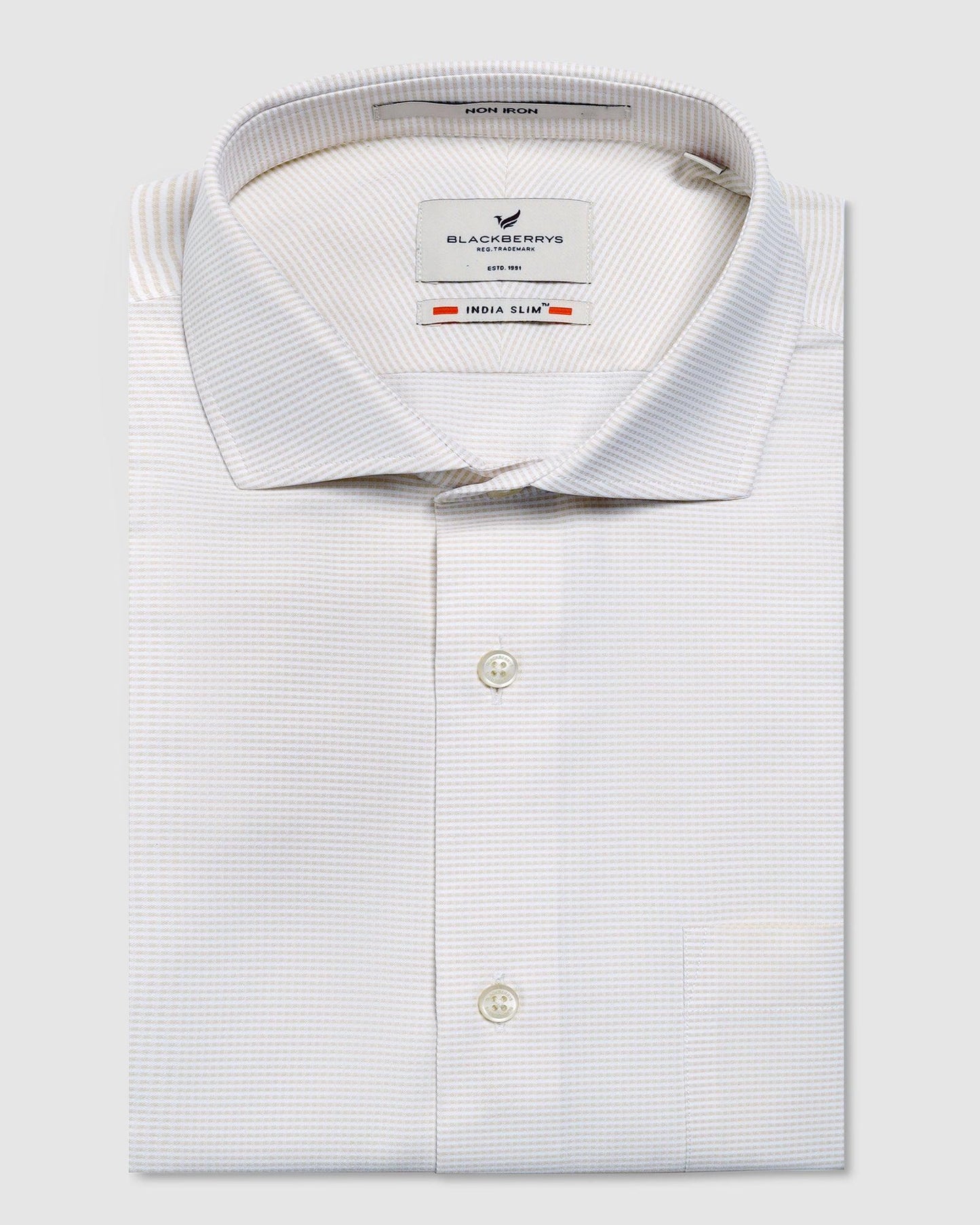Non Iron Formal Beige Textured Shirt - Matrix