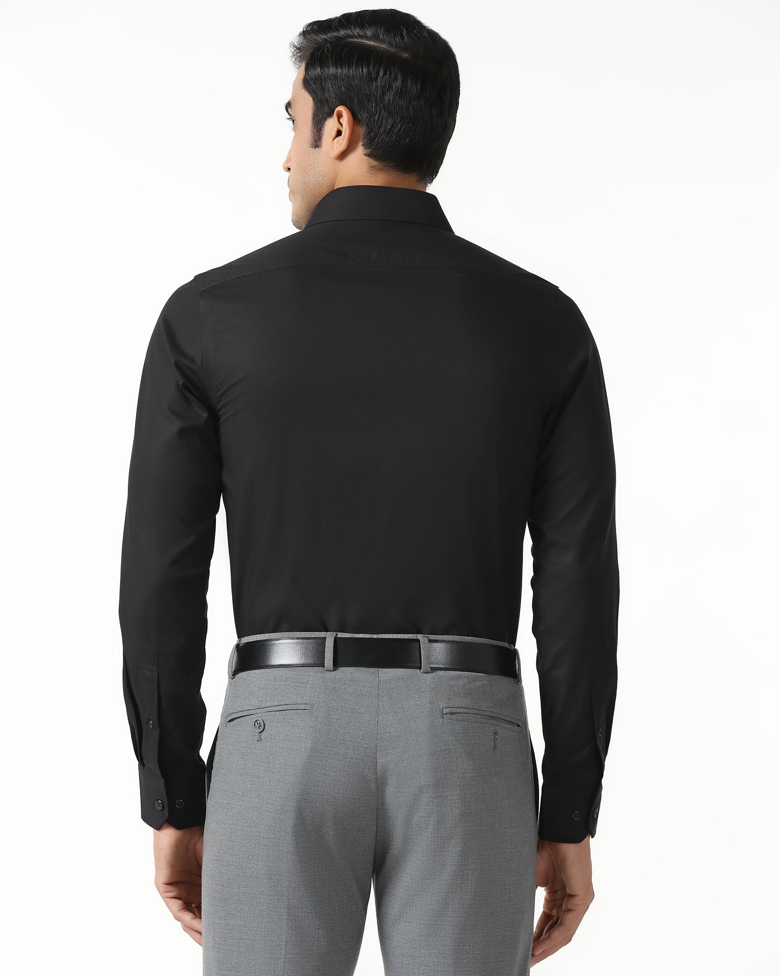 Formal Black Textured Shirt - Rock