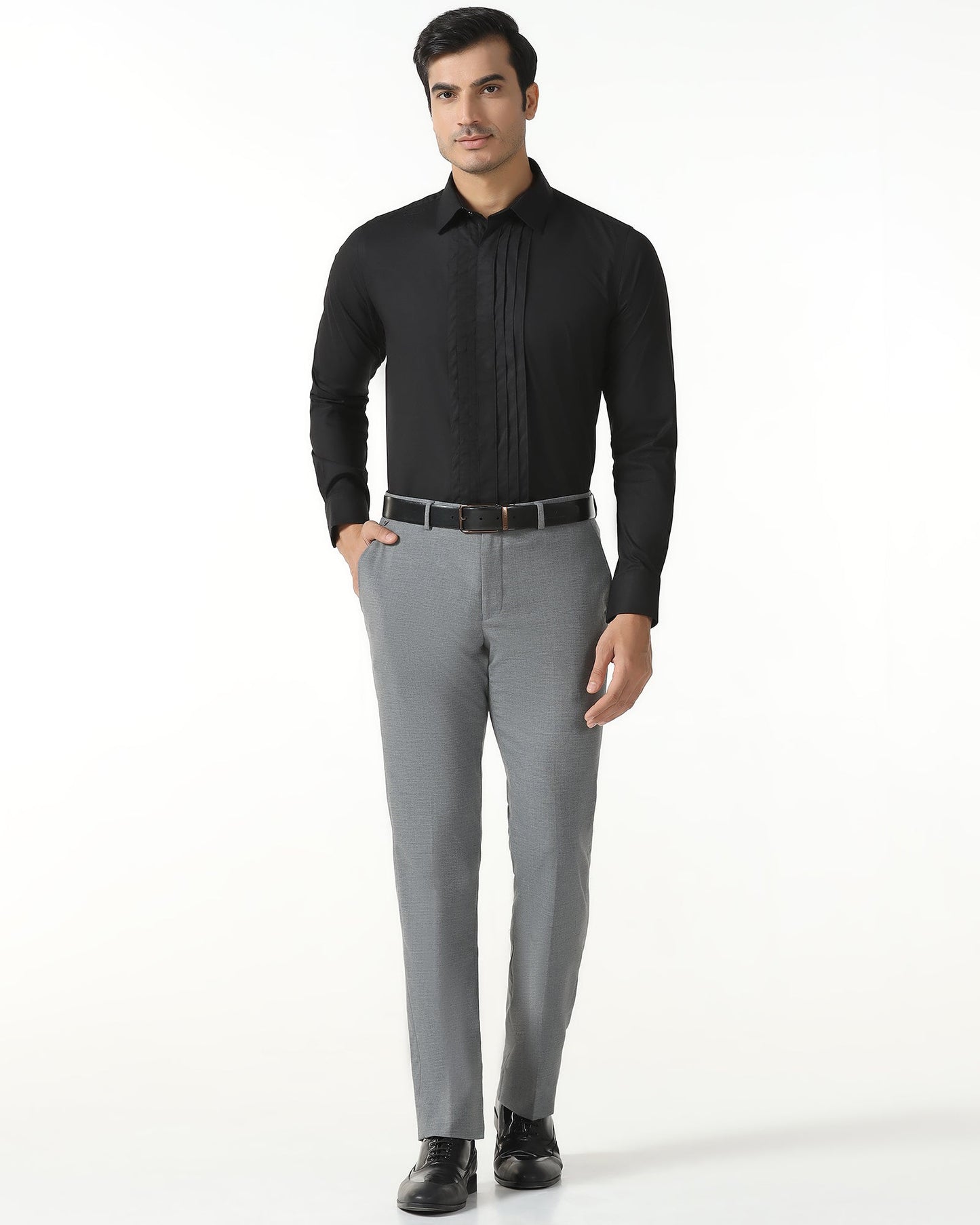 Formal Black Textured Shirt - Rock