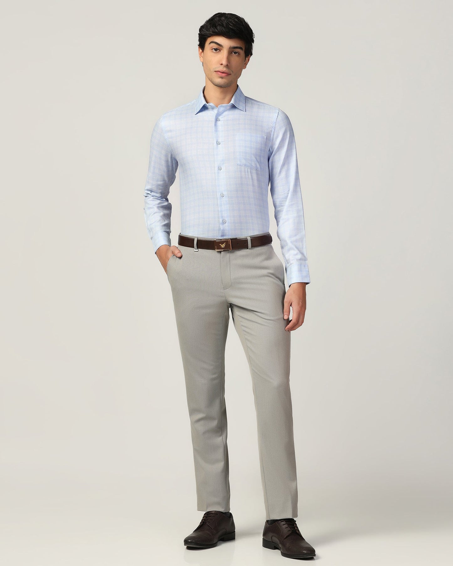 Formal Blue Check Shirt - Bacon