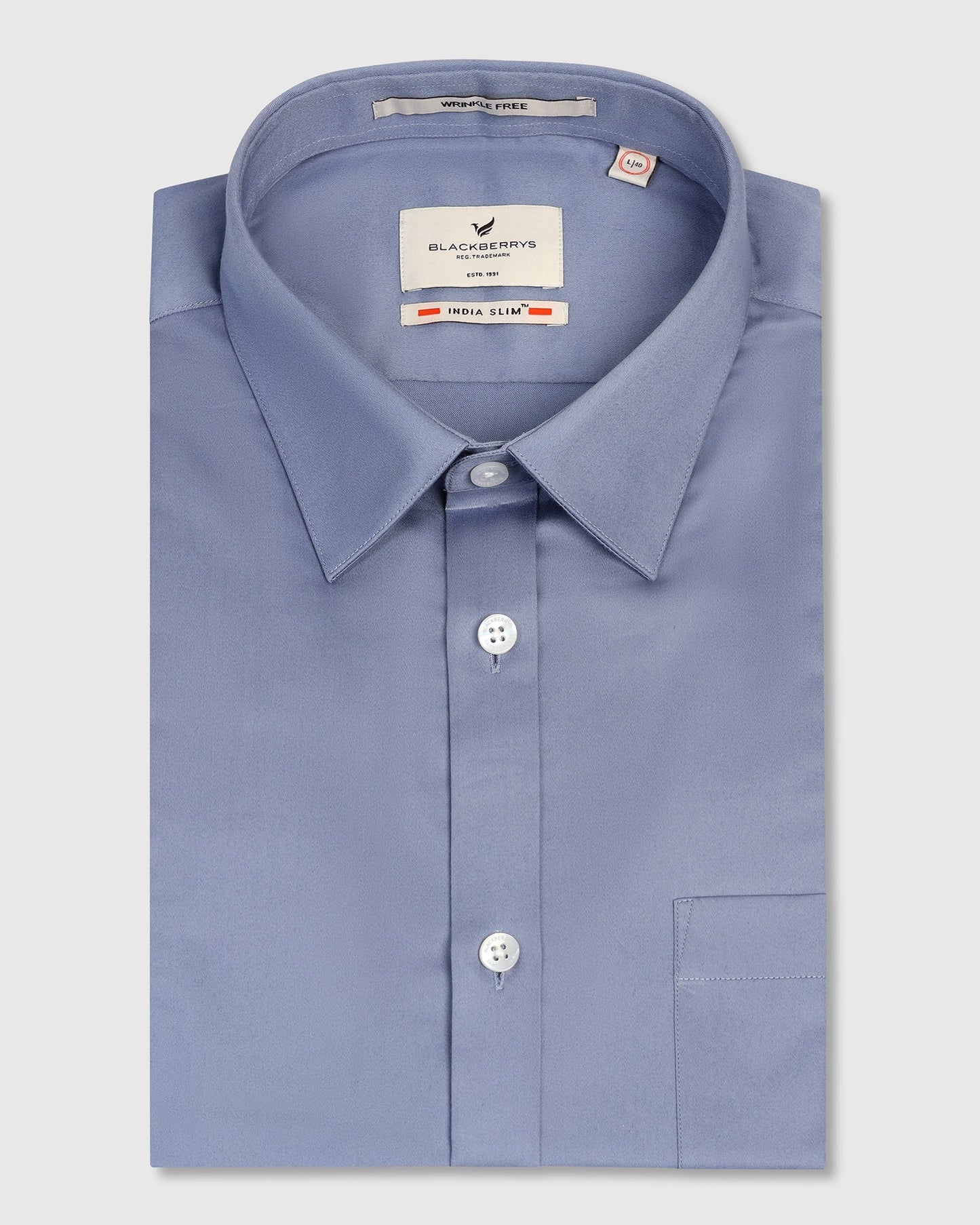 Non Iron Formal Blue Solid Shirt - George