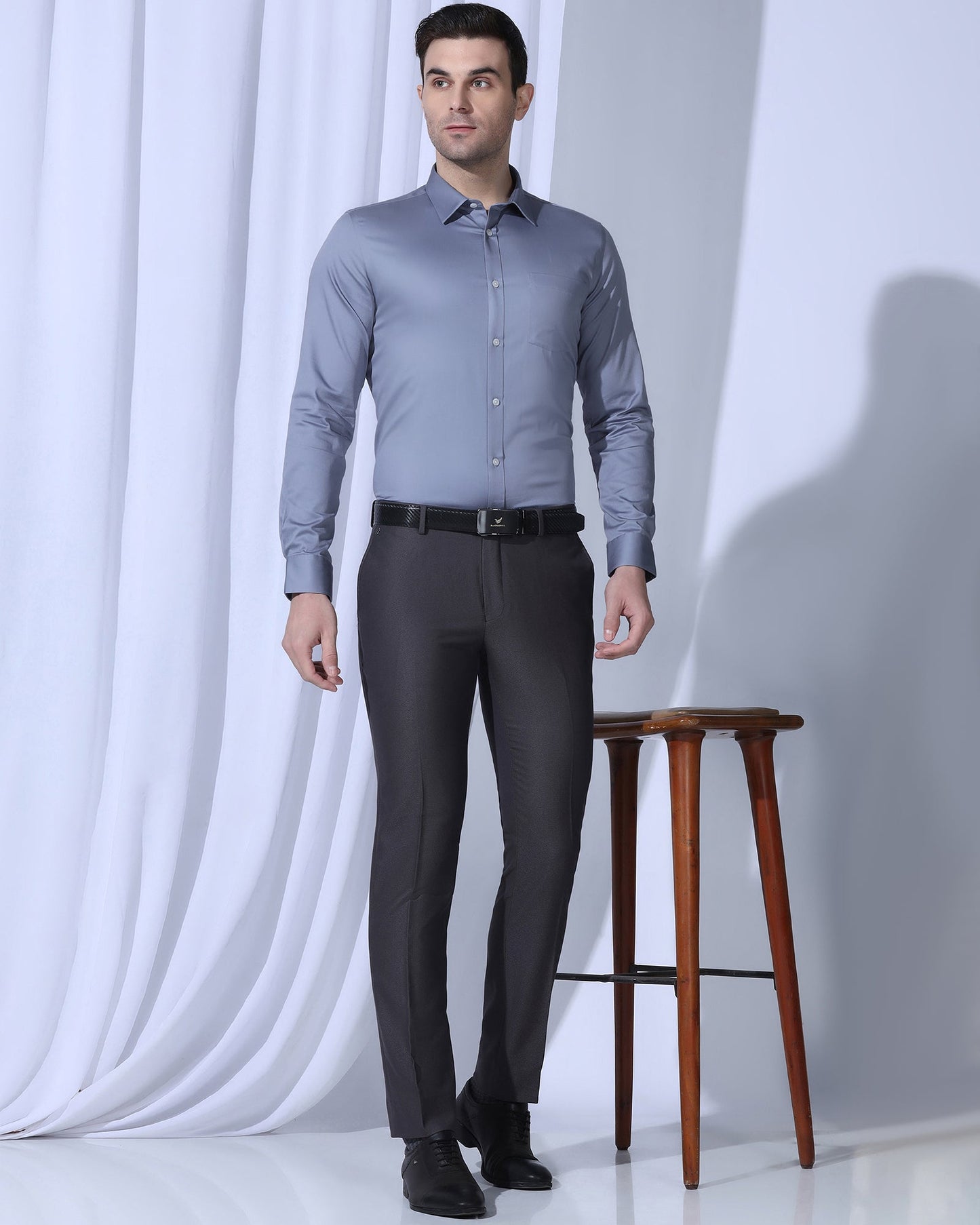 Non Iron Formal Blue Solid Shirt - George