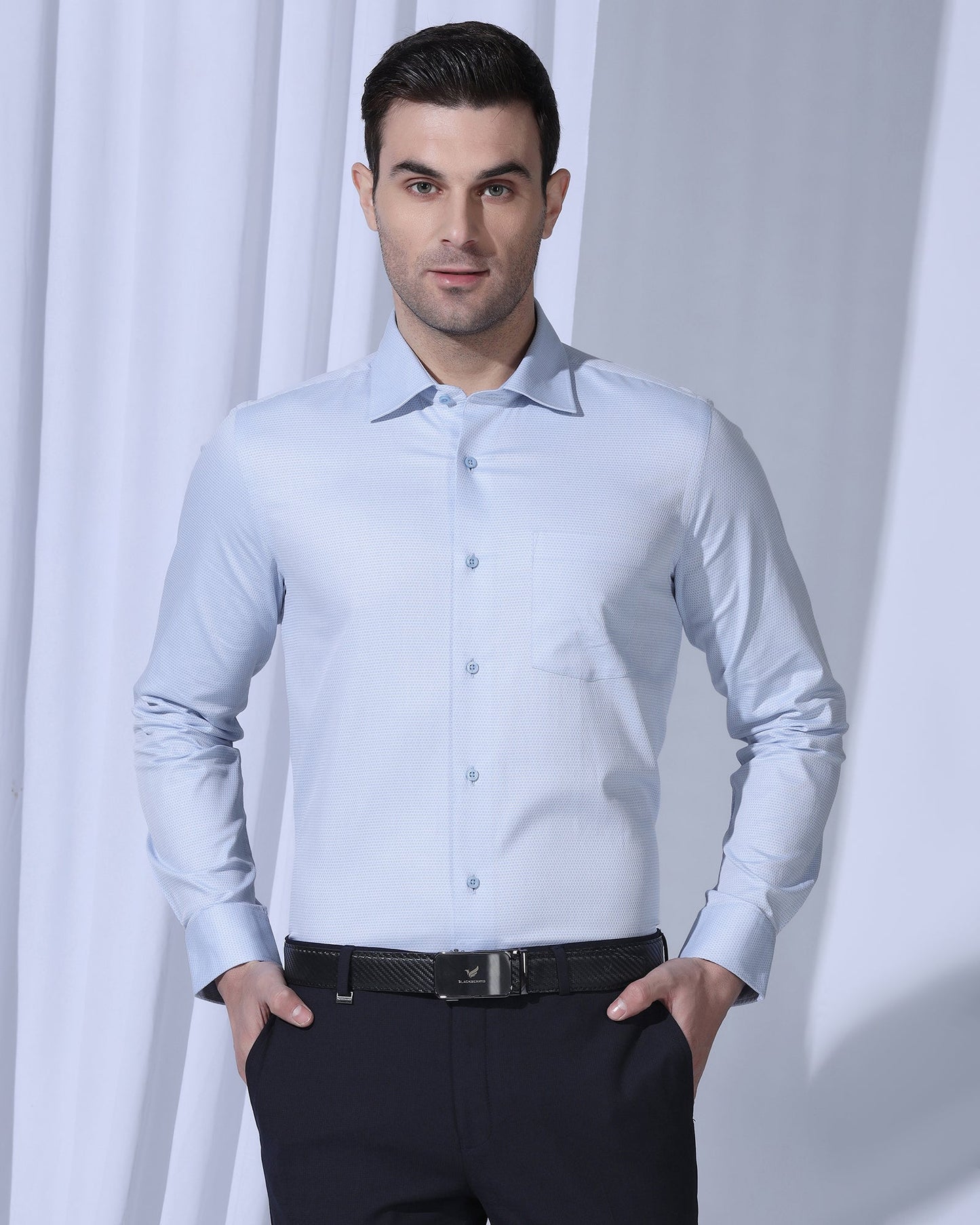 Formal Blue Textured Shirt - Benet