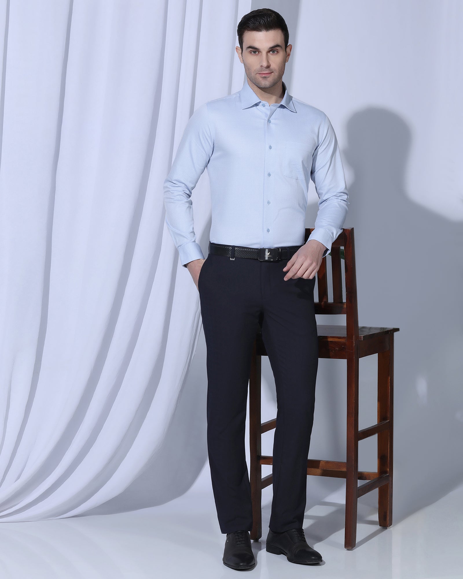 Formal Blue Textured Shirt - Benet