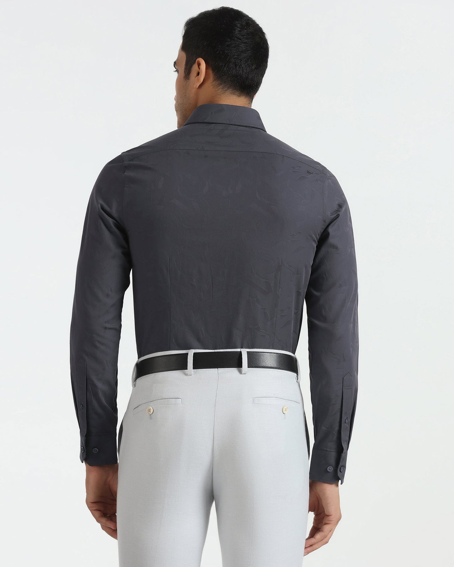 Formal Charcoal Grey Jacquard Shirt - Riley