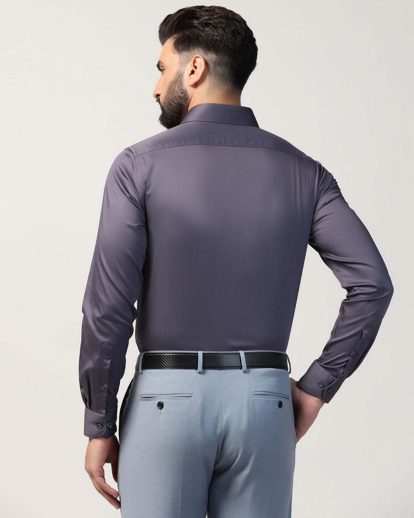 Non Iron Formal Dark Purple Solid Shirt - Rolf