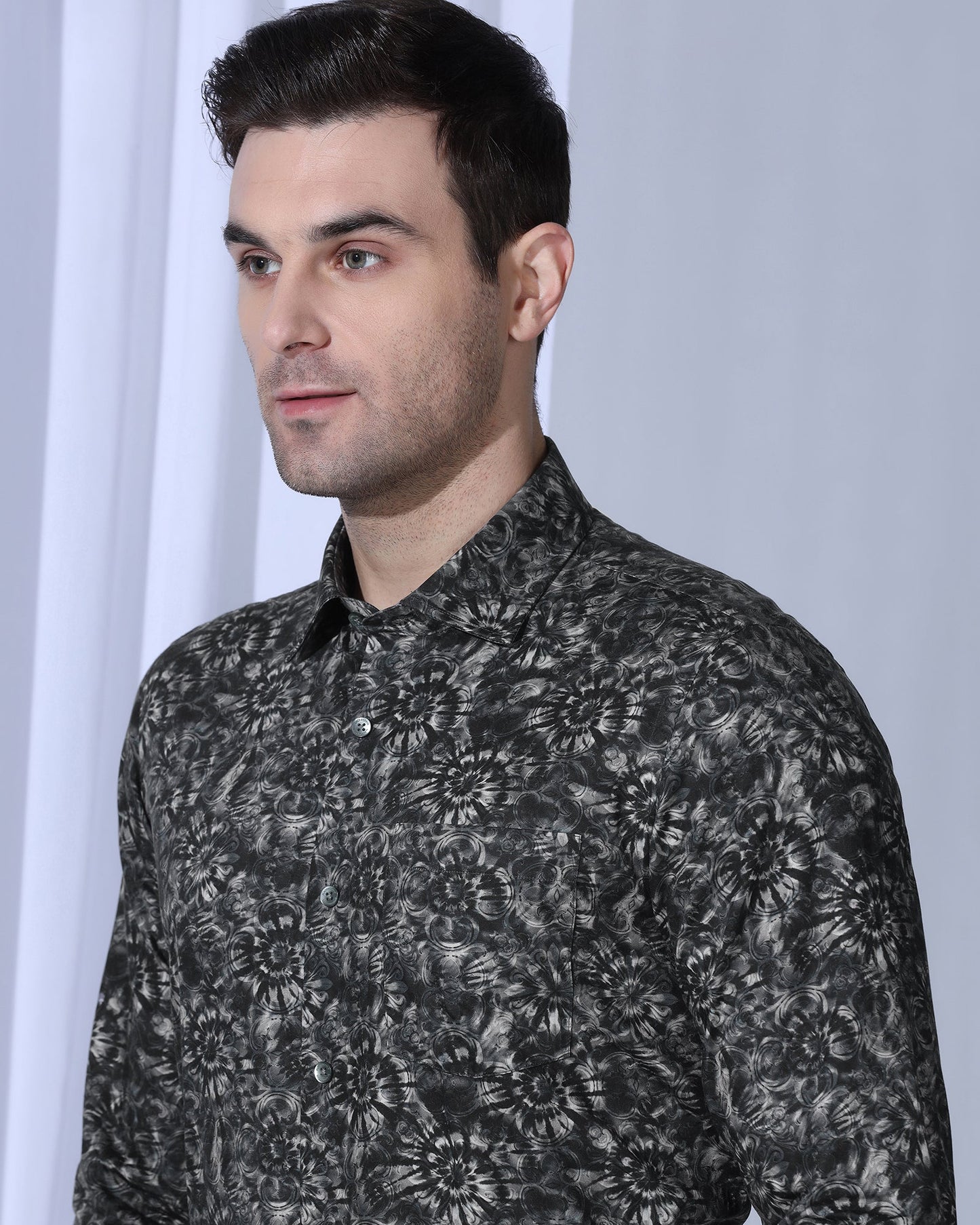 Formal Grey Printed Shirt - Wiper