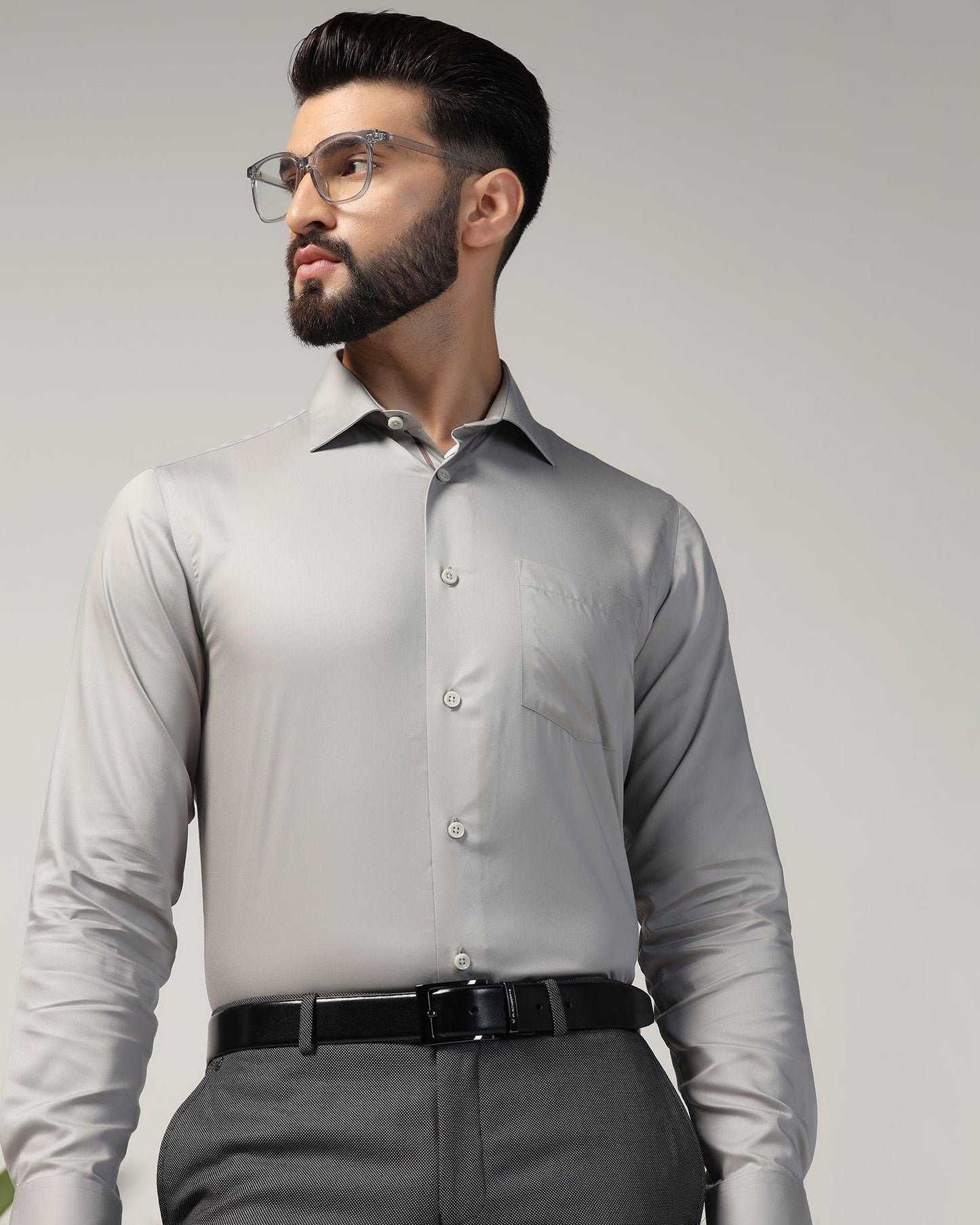 Formal Grey Solid Shirt - Alice