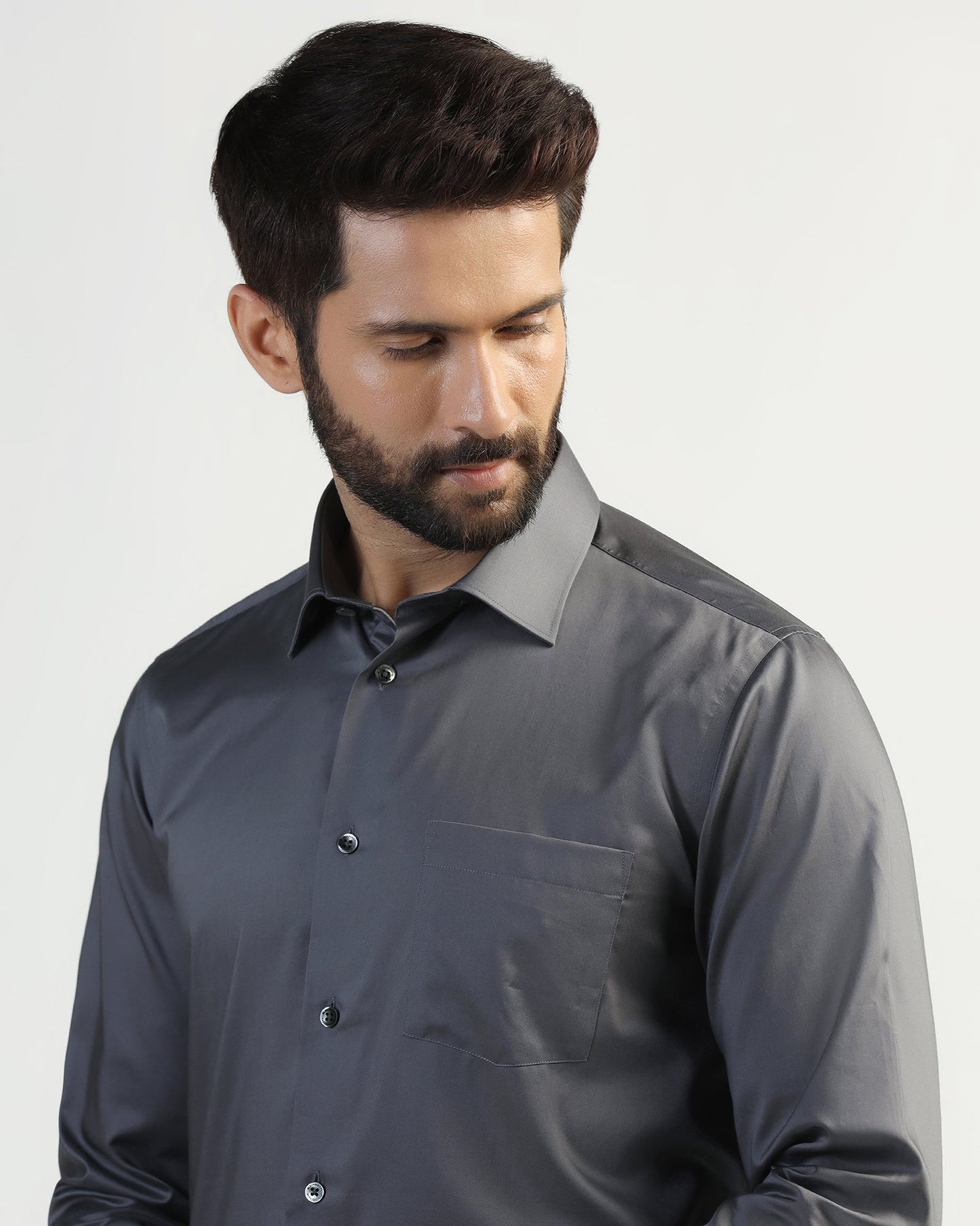 Formal Grey Solid Shirt - Roger