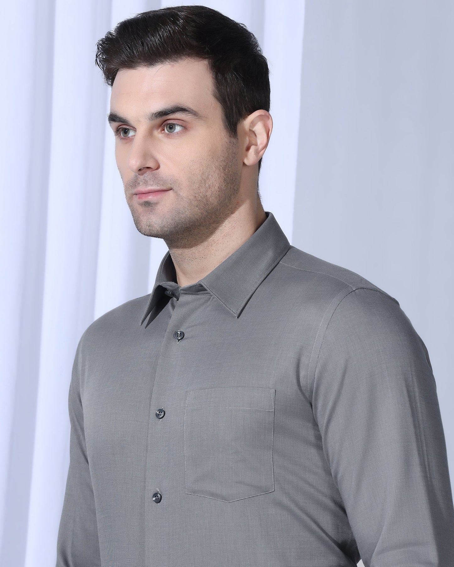 Non Iron Formal Grey Textured Shirt - Vlog