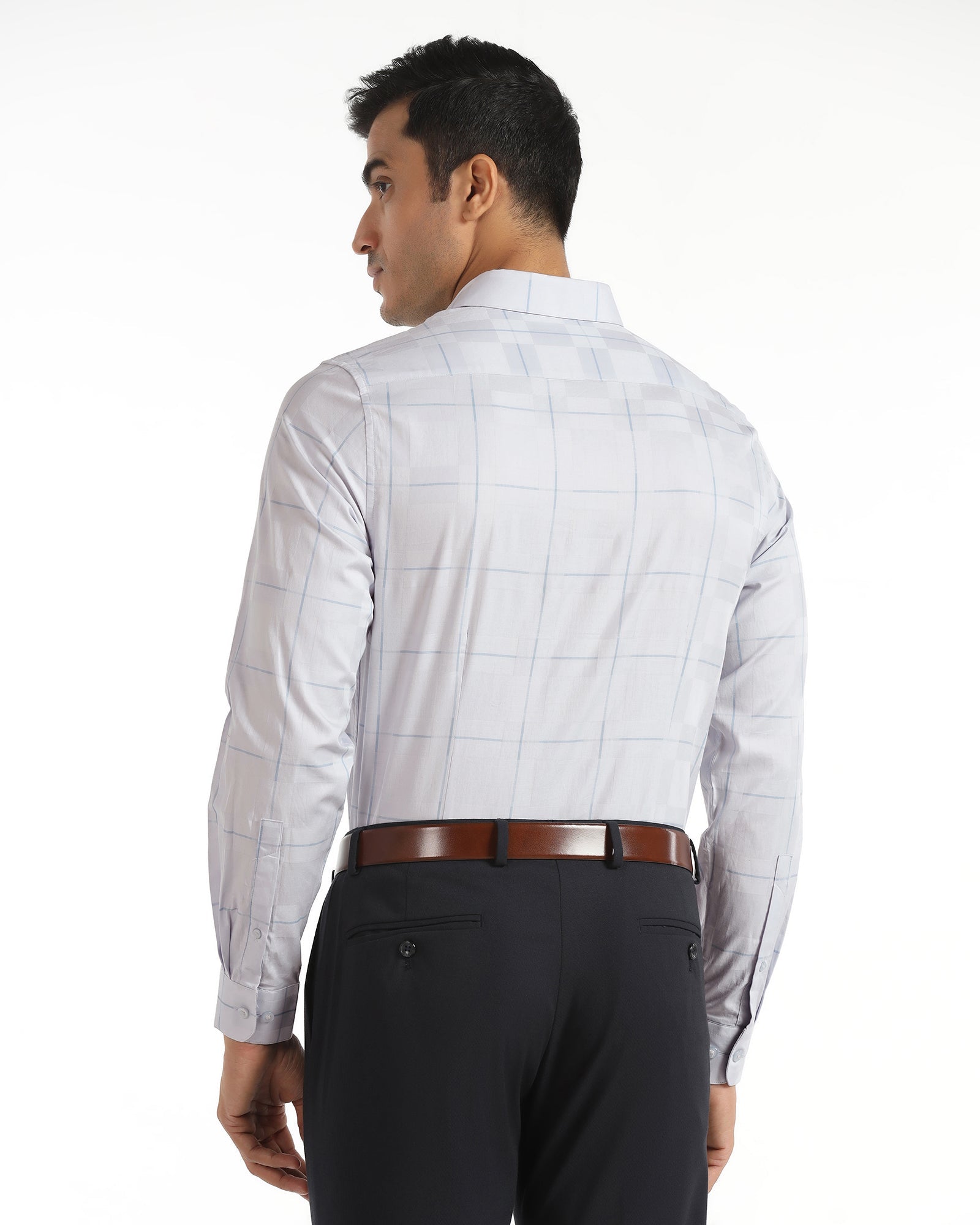 Formal Lavender Check Shirt - Santro