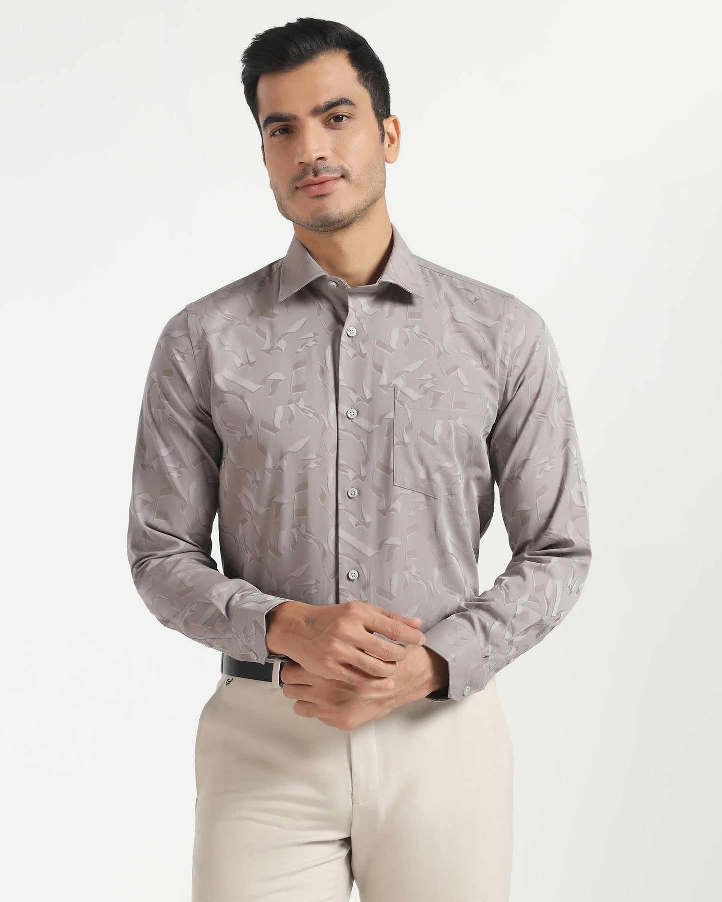 Formal Light Grey Jacquard Shirt - Riley