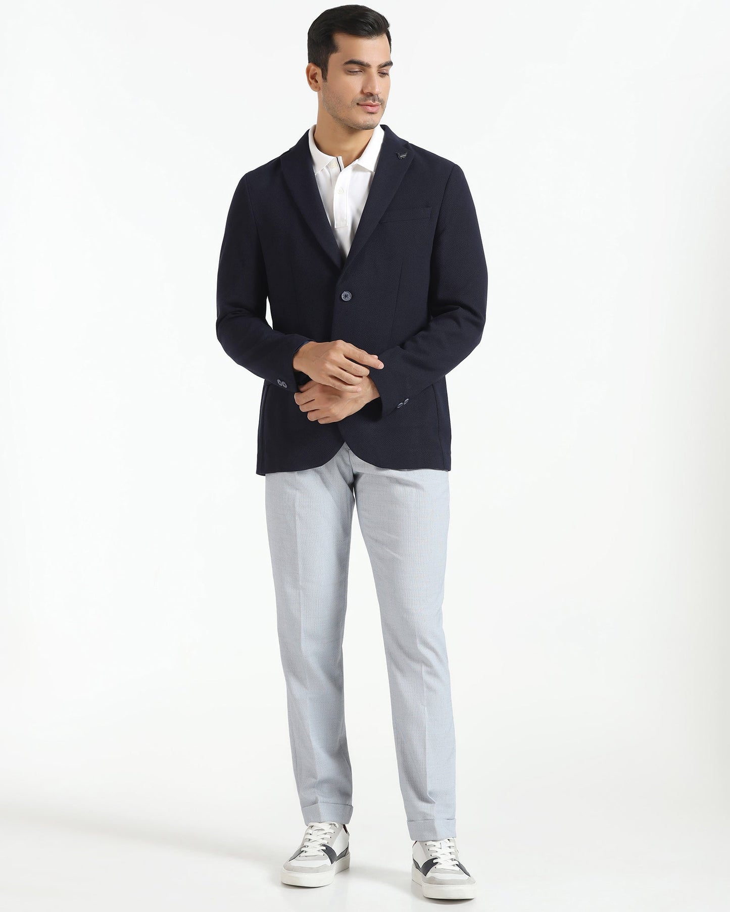 Formal Navy Textured Blazer - Caron