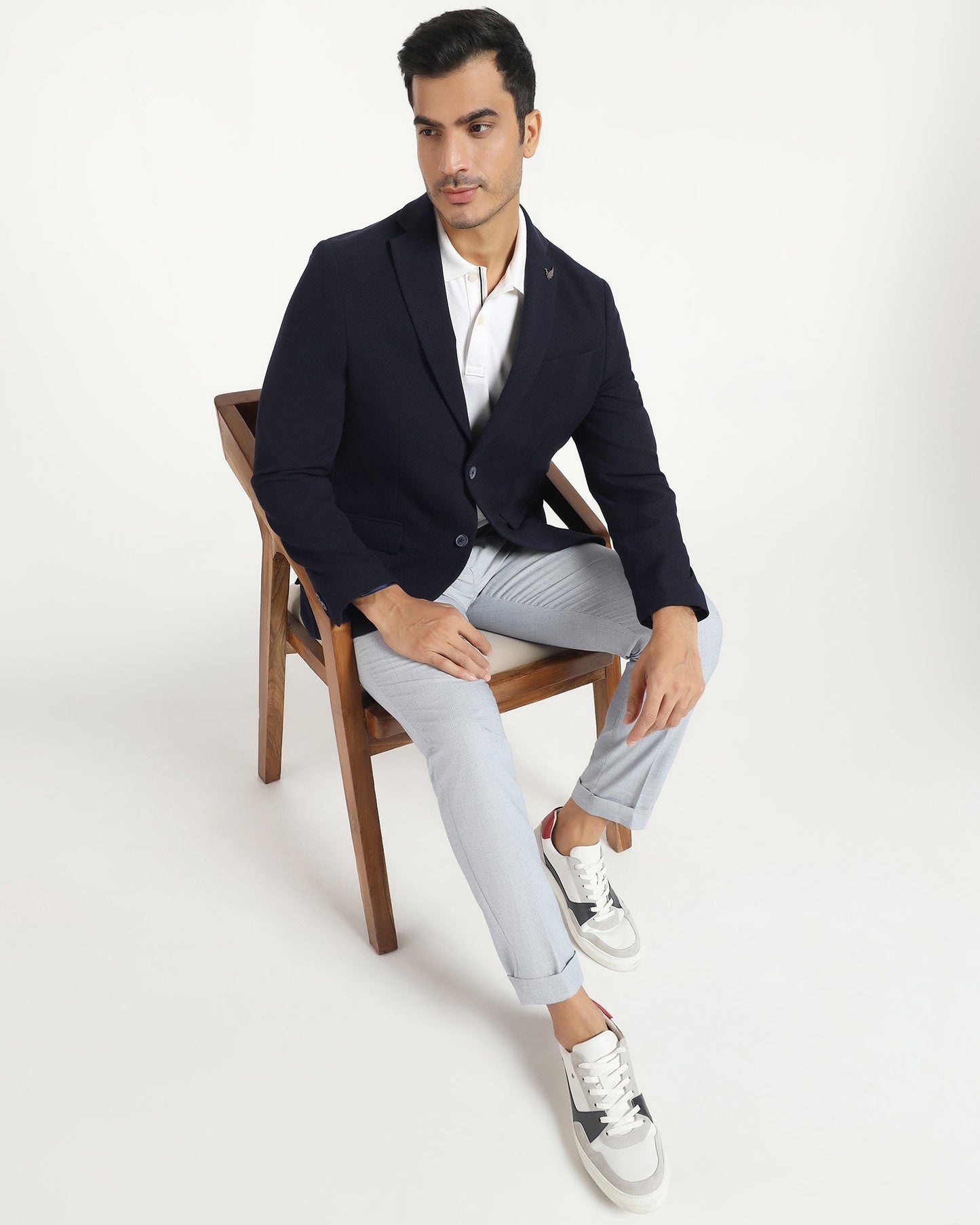 Formal Navy Textured Blazer - Caron