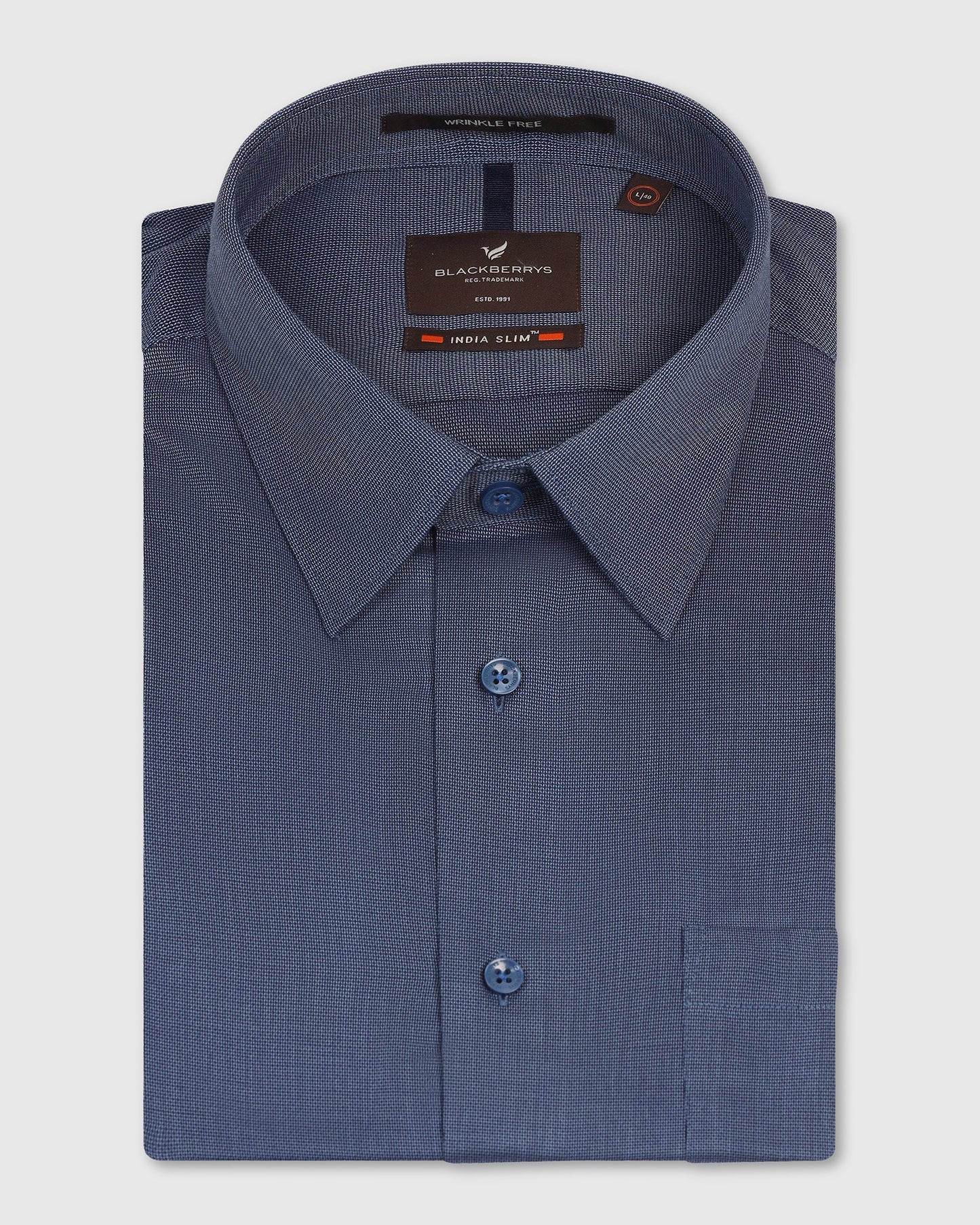 Non Iron Formal Navy Textured Shirt - Vlog