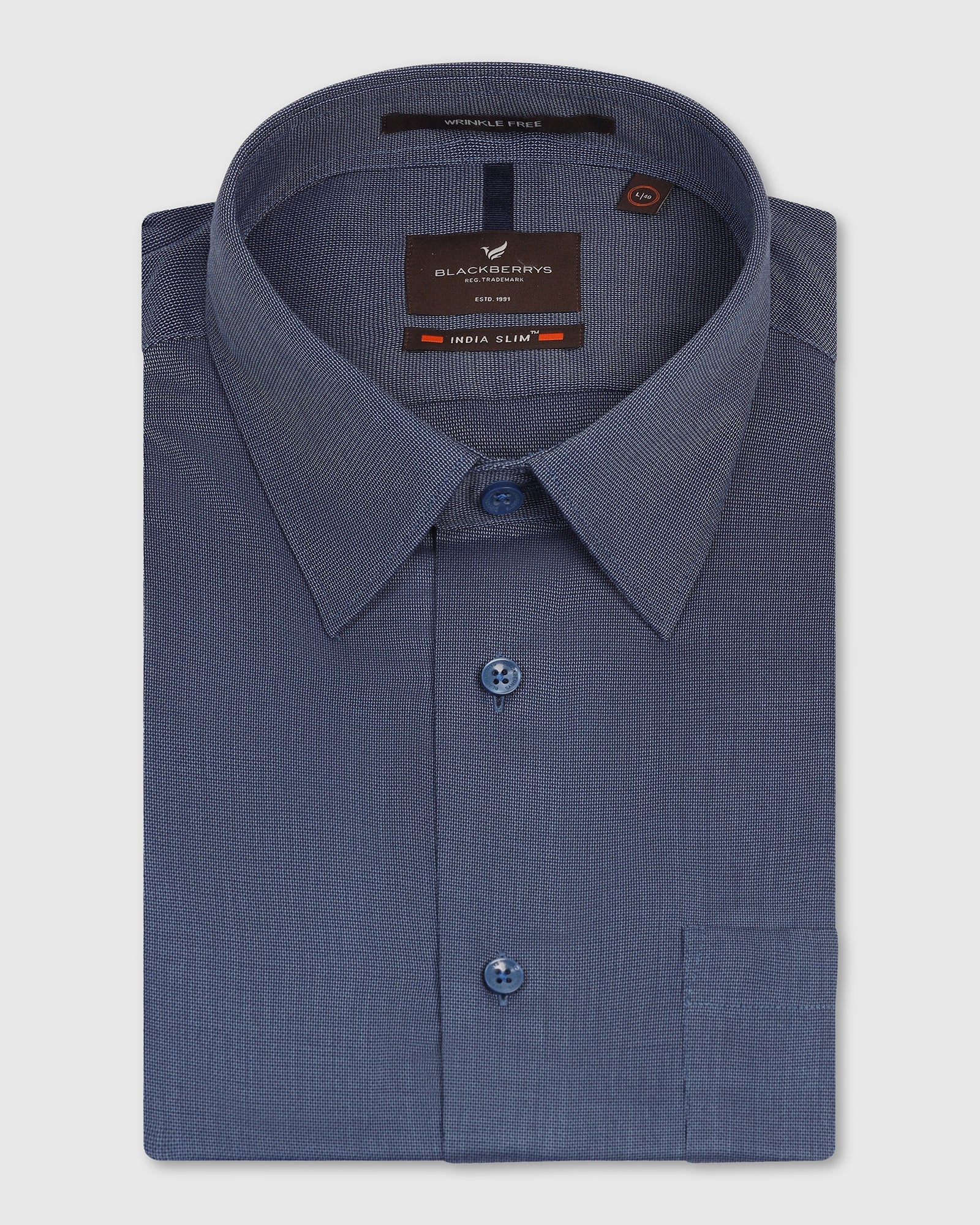 Non Iron Formal Navy Textured Shirt - Vlog