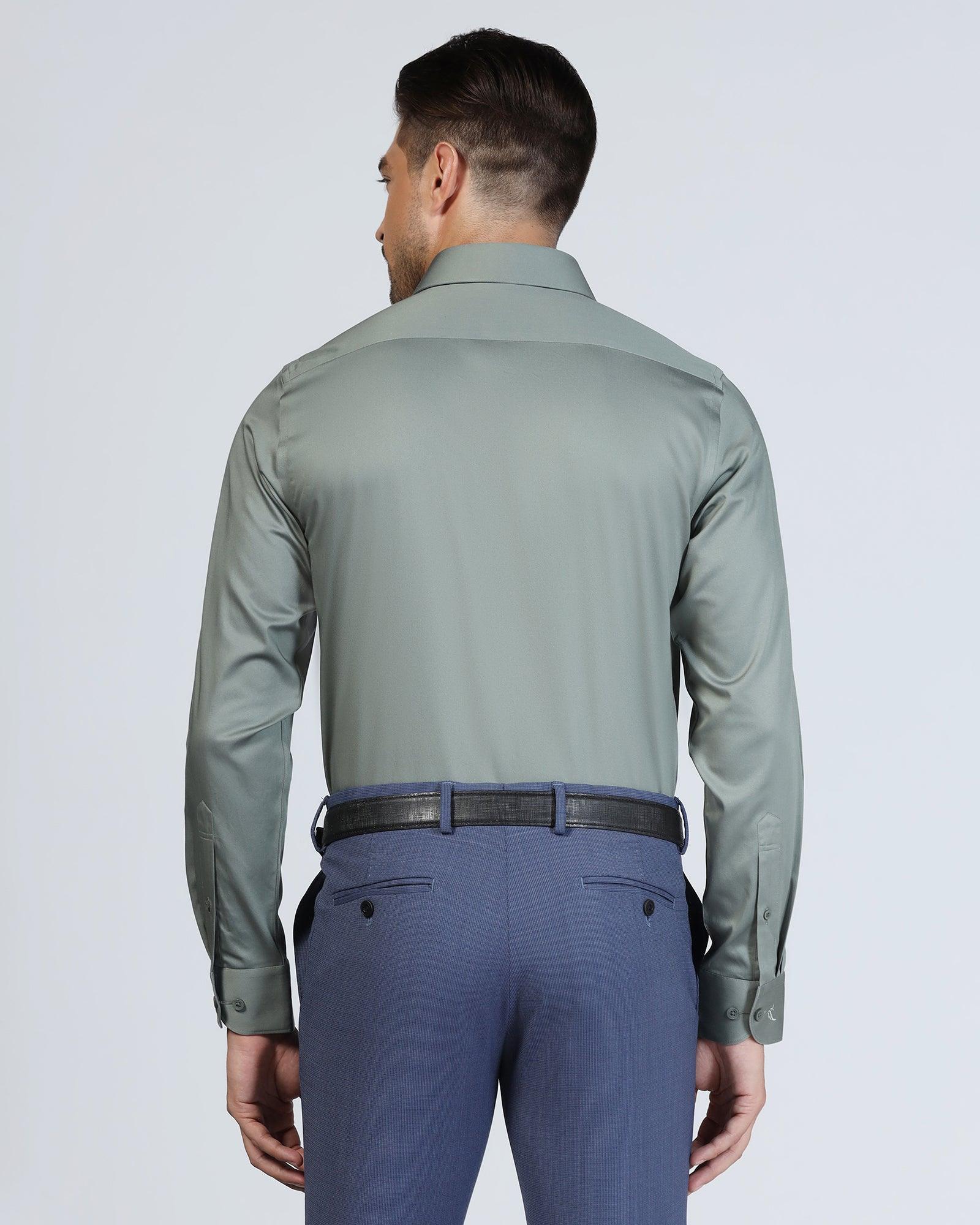 Non Iron Formal Olive Solid Shirt - Rolf