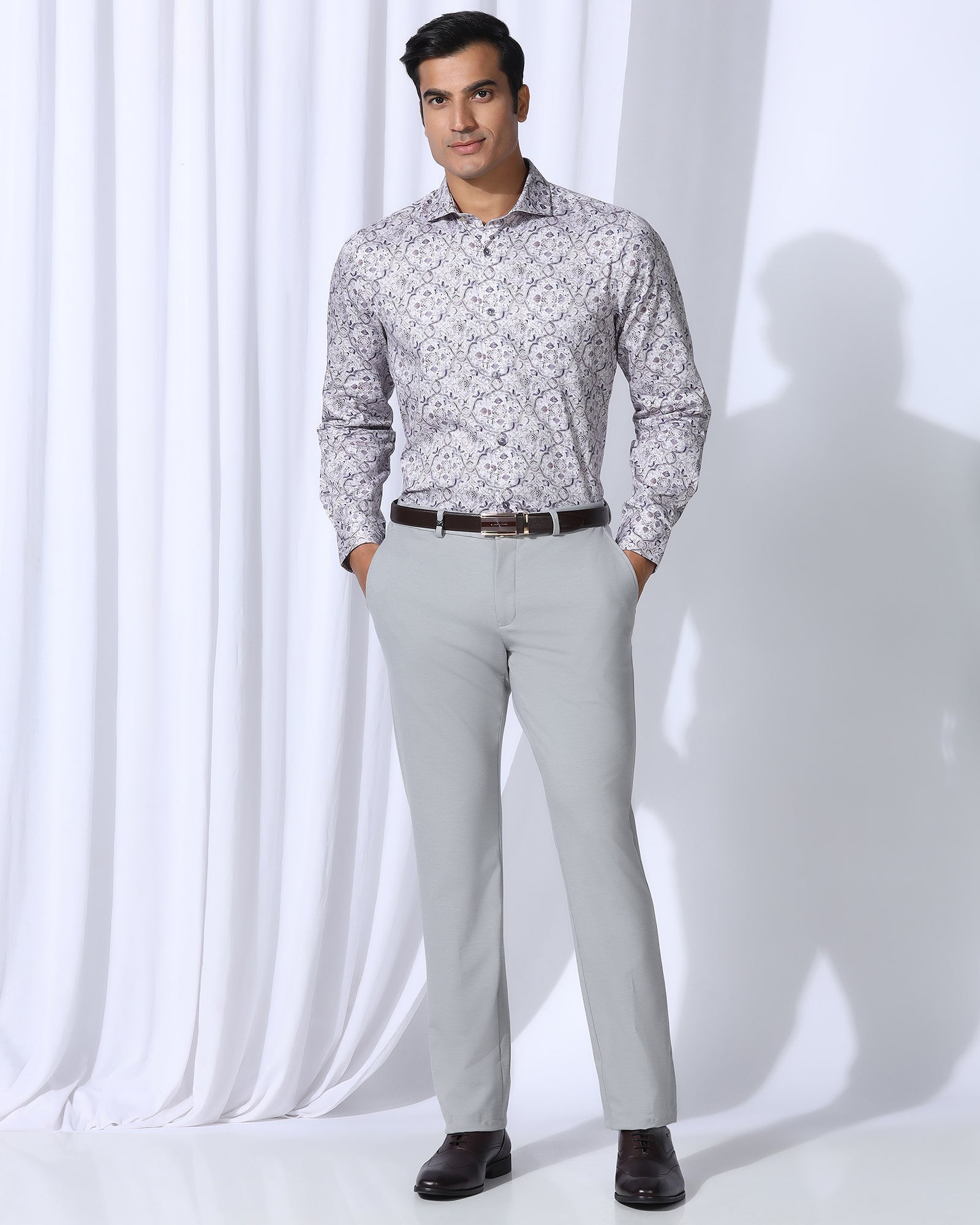 Formal Plum Printed Shirt - Shion