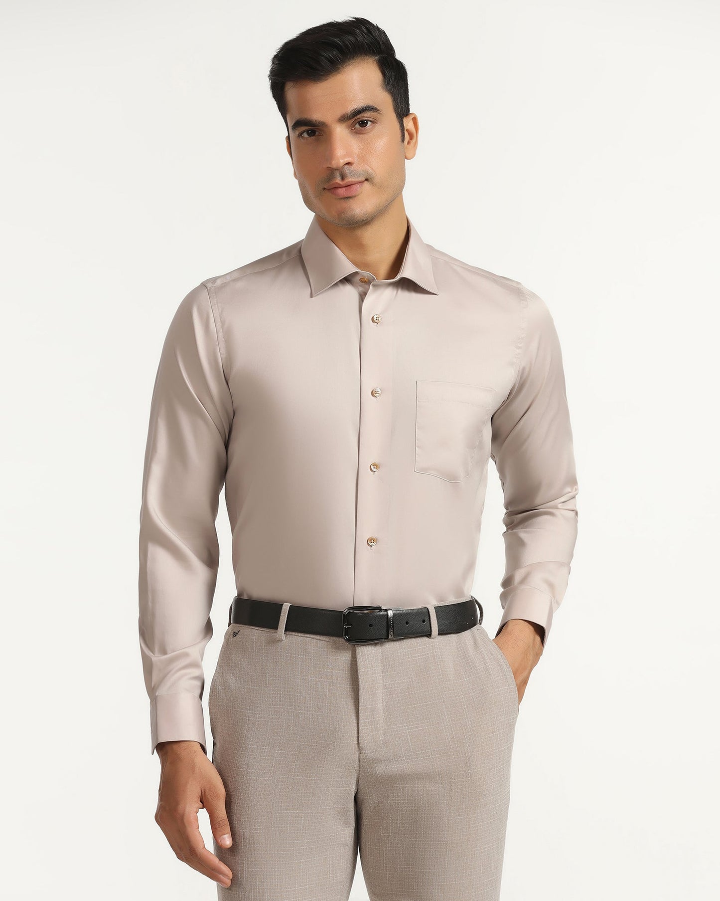 Formal Tan Solid Shirt - Roger