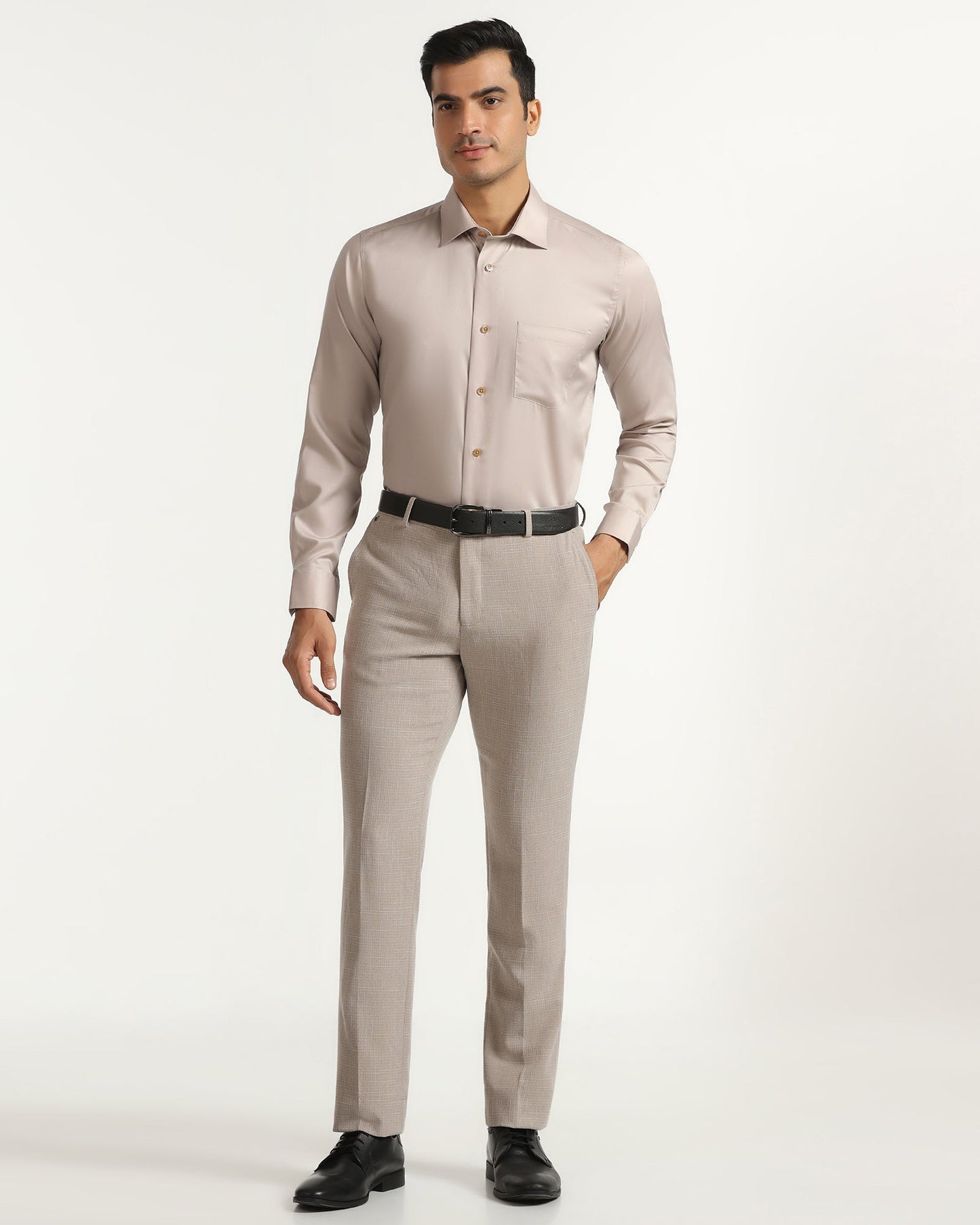 Formal Tan Solid Shirt - Roger