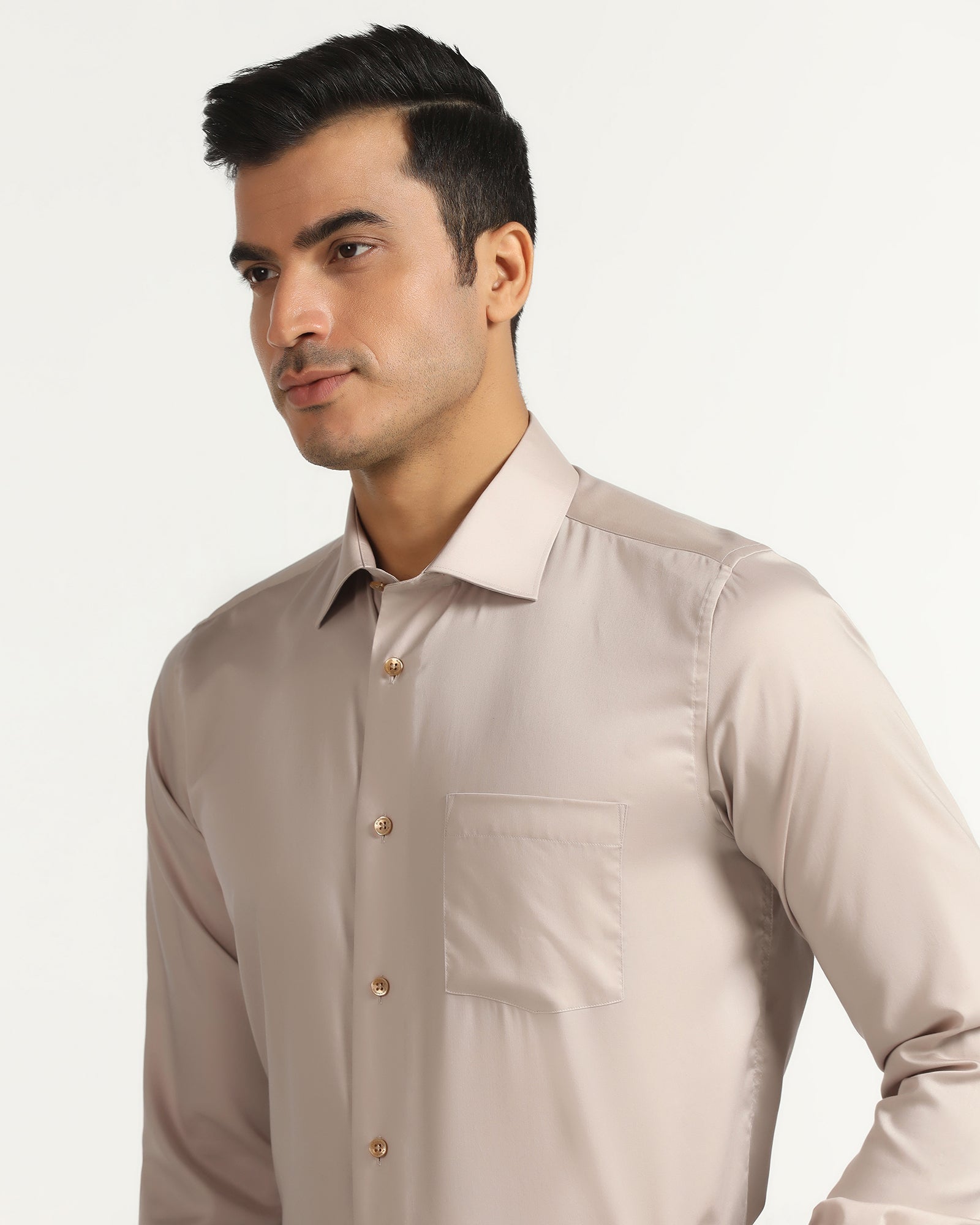 Formal Tan Solid Shirt - Roger