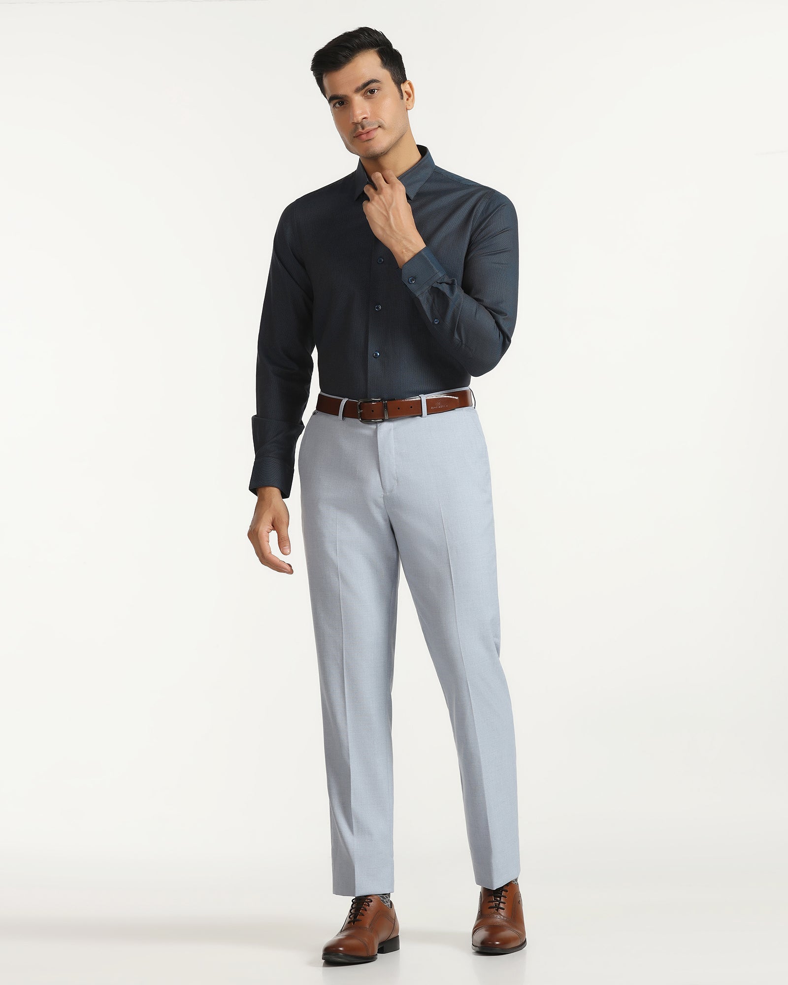 Formal Teal Textured Shirt - Amaze