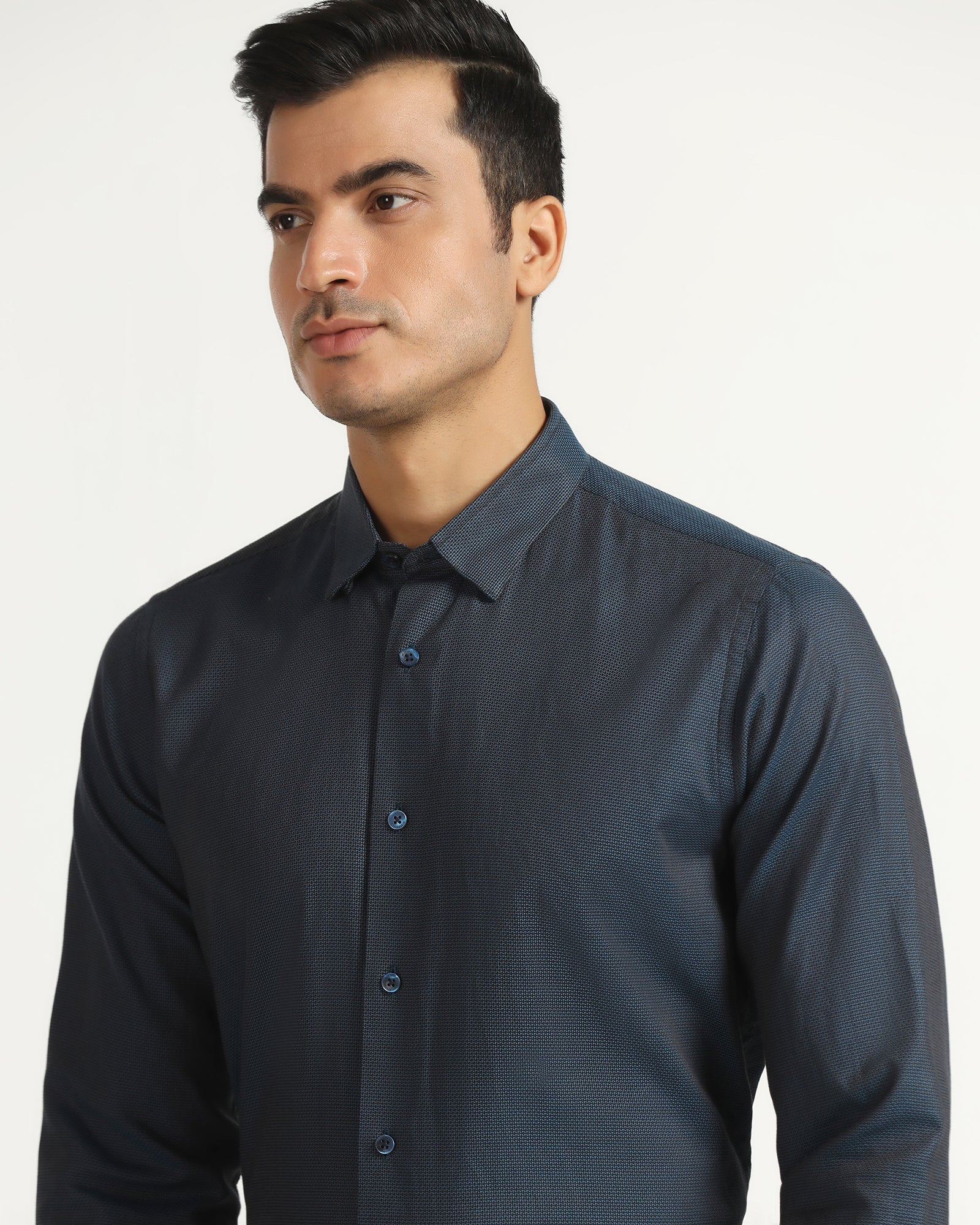 Formal Teal Textured Shirt - Amaze