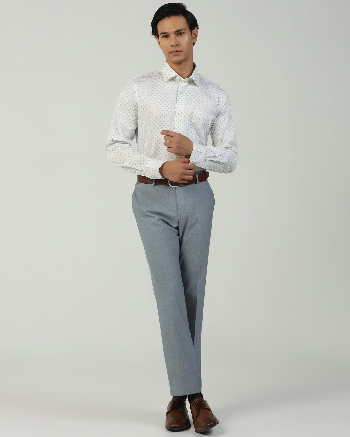 Formal White Printed Shirt - Title