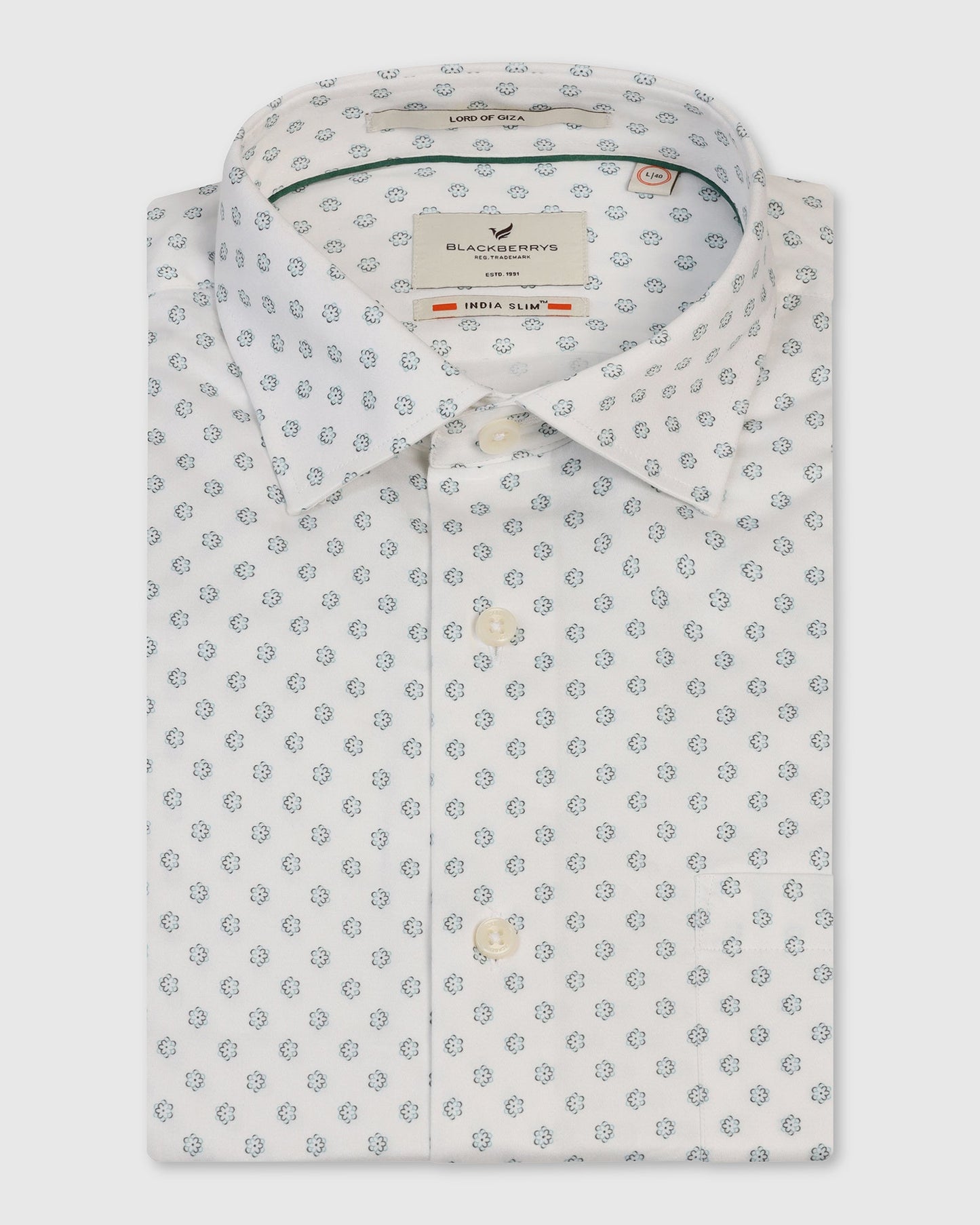 Formal White Printed Shirt - Title