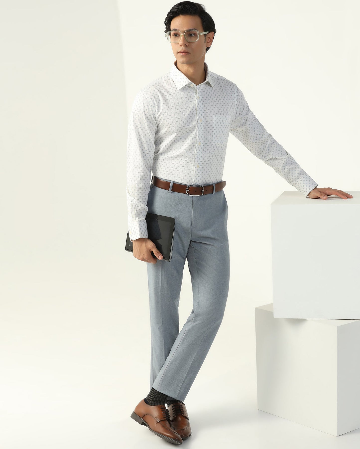 Formal White Printed Shirt - Title