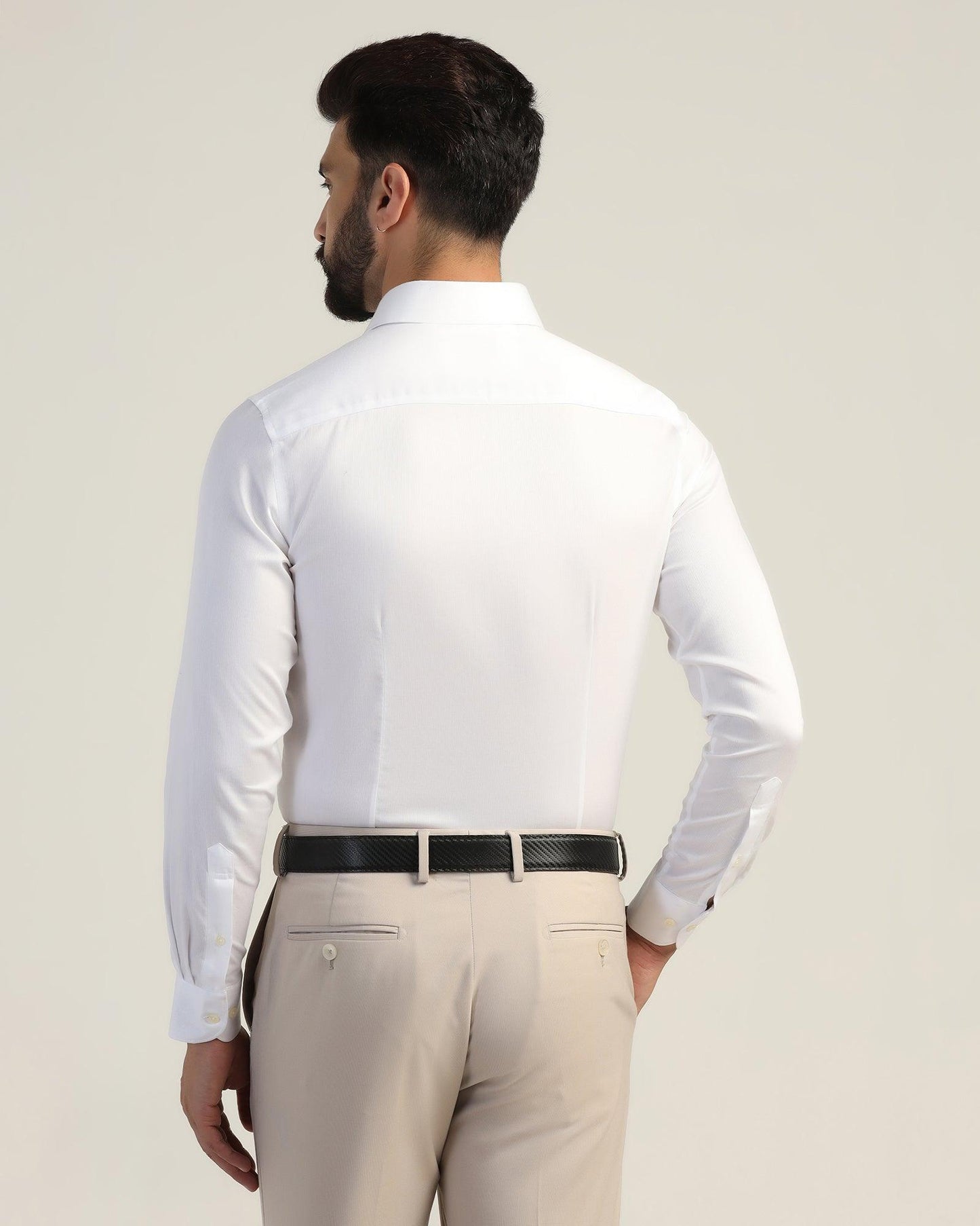 Formal Super White Textured Shirt - Hemp