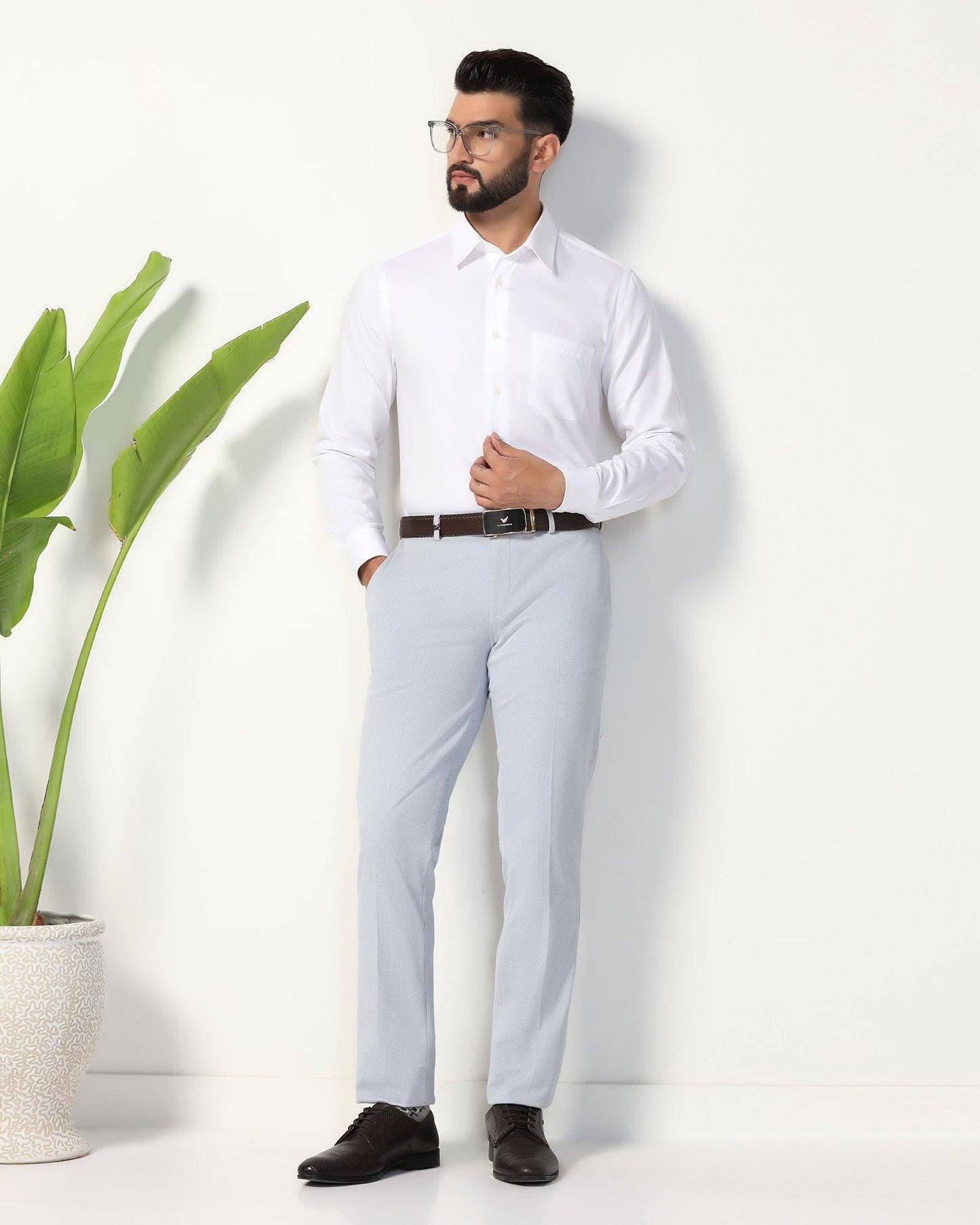 Formal White Textured Shirt - Robot