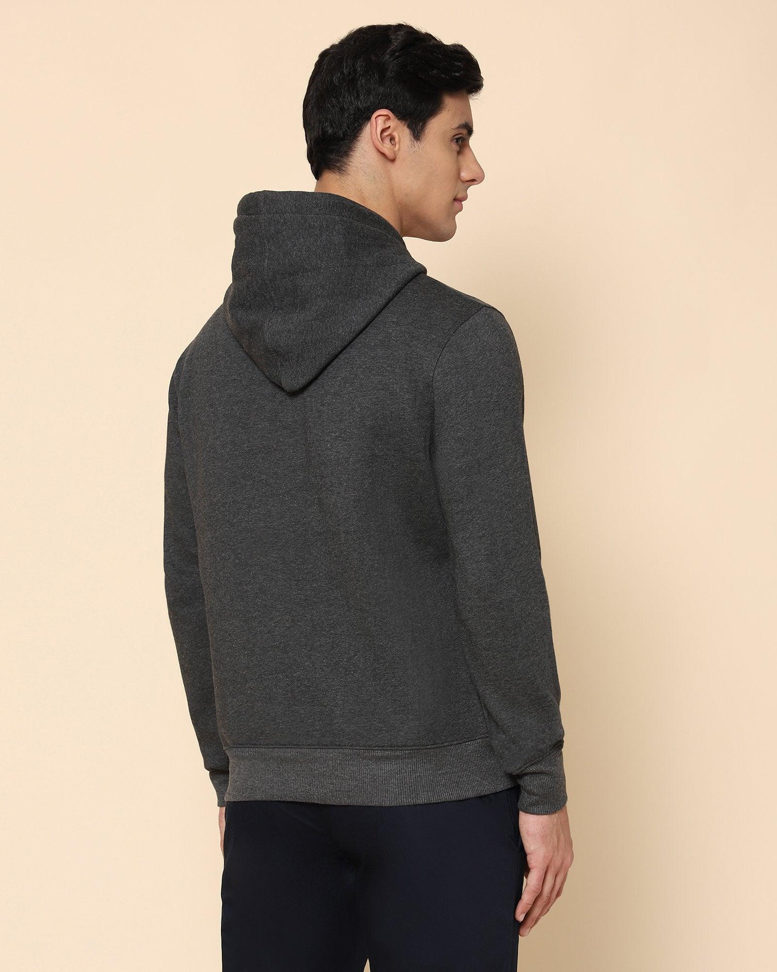 Freder Printed Logo Sweat Shirt In Charcoal Melange - blackberrys-clothing