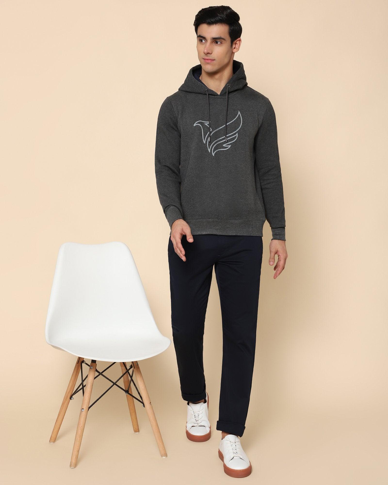 Freder Printed Logo Sweat Shirt In Charcoal Melange - blackberrys-clothing