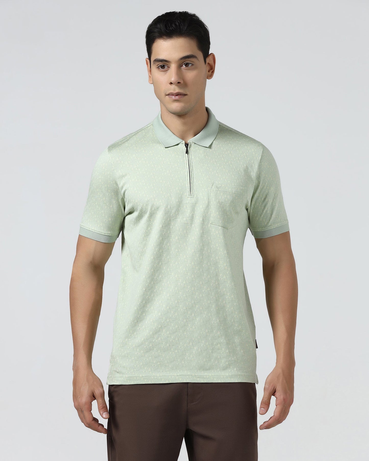 Frost Green Textured Polo - Sky
