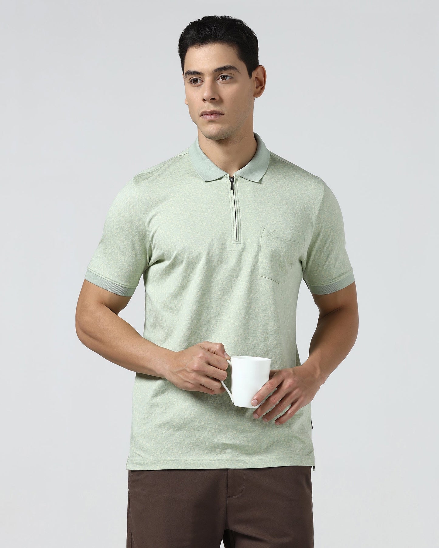 Frost Green Textured Polo - Sky
