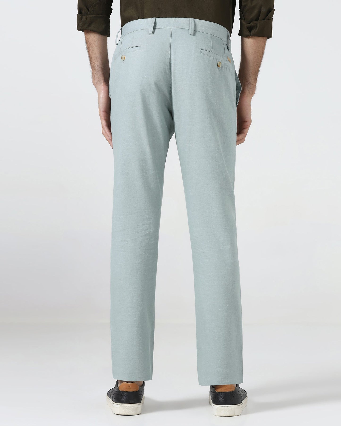 Green Linen Solid Khakis - Judas